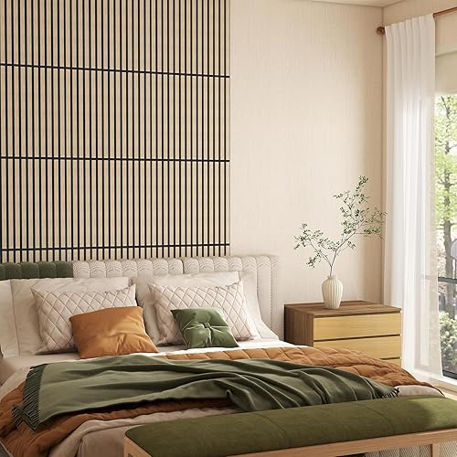 Miniatura 6 de Upick Paneles de pared acústicos plegables, paquete de 4 paneles de madera MDF de 48 x 12.6 pulgadas para pared, paneles de pared absorbentes de