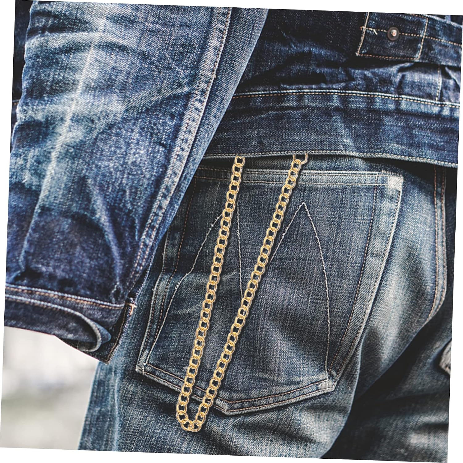 2pcs Metal Decorative Pocket Watch Chain for Jeans Grunge Belt Clip Chain Fathers Day Pocket Watch Clothing Decor
