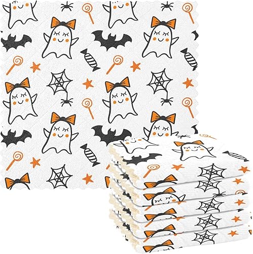 Halloween Cute Devil White Set of 6 Quick Dry Microfiber Towels Kitchen Print Cotton Car Cleaning Cloth for Bathroom Sink disponible en Yaxa Peru