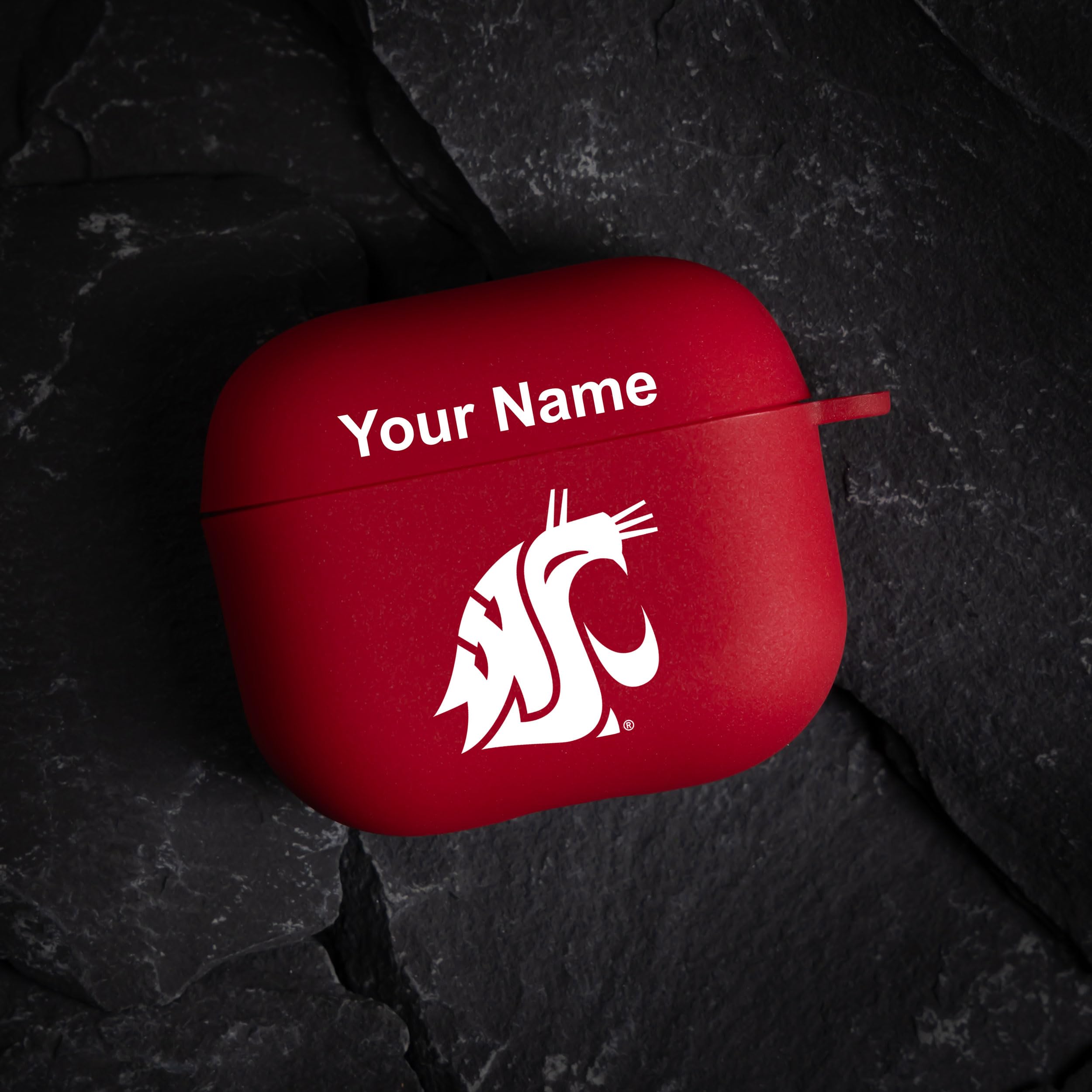 Washington State Cougars Custom Name HD Case Cover Compatible with Apple AirPods Gen 3 (Crimson)