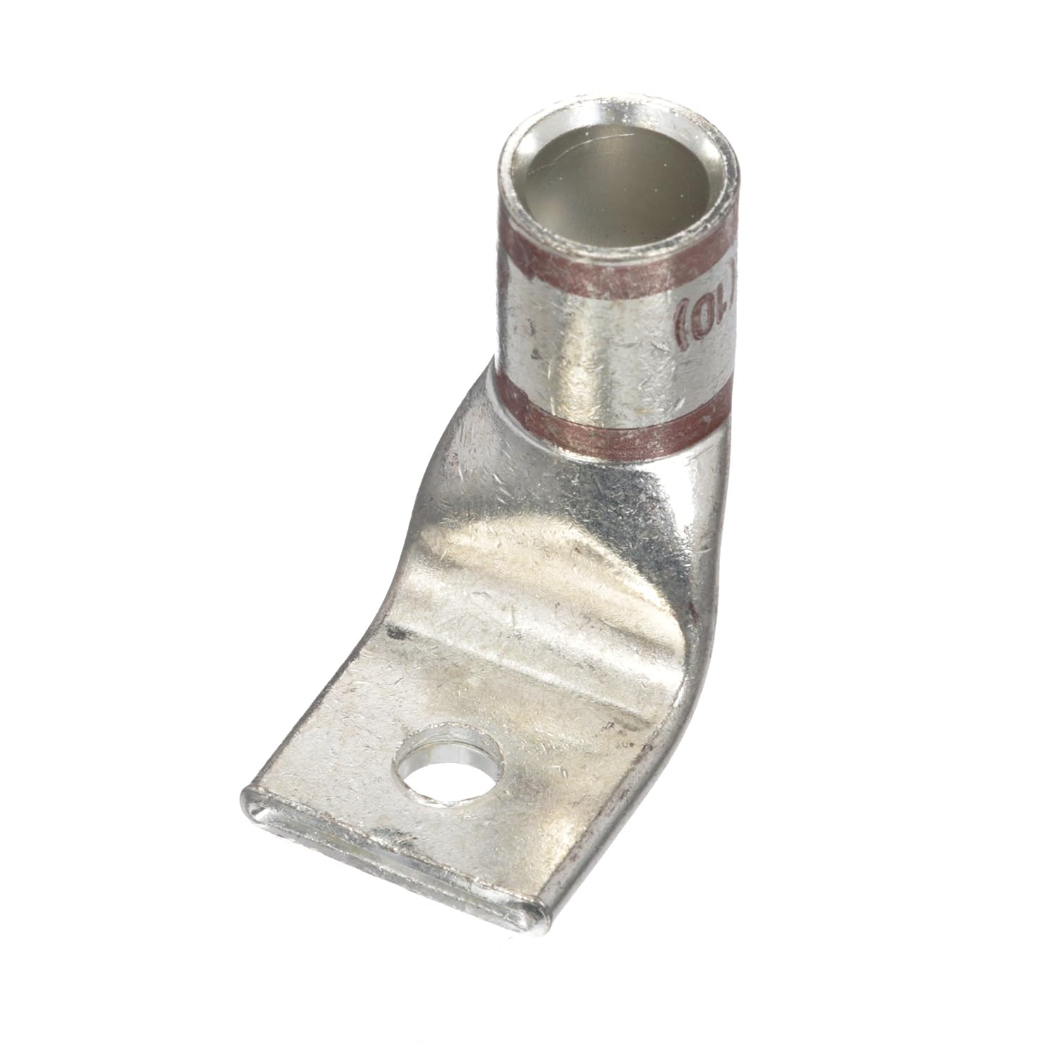 Panduit LCAX450-12F-6 Flex Conductor Lug, One Hole, Standard Barrel With Window, 90 Degree Angle, 444.4kcmil Diesel Locomotive Size, 450kcmil Class G/H/I/K/M Conductor Size, 1/2" Stud Hole Size, Brown Color Code, 1-7/16" Wire Strip Length, 0.26" Tongue Thickness, 1.70" Tongue Width, 1.40" Neck Length, 2.95" Overall Length