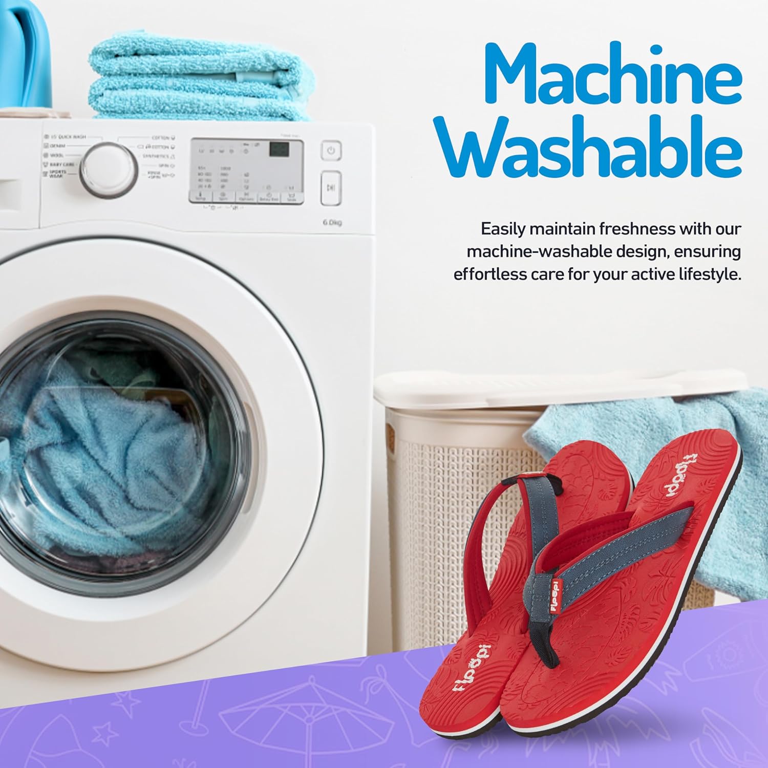 Floopi Flip Flops for Women Durable EVA Floral Textured Sandals Ladies Beach Sandals with Indoor & Outdoor Anti Skid Soles - Image 6