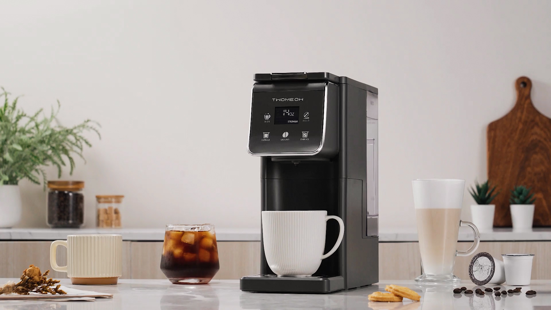 Amazon.com: TWOMEOW K Cup Coffee Maker With Bold Setting, Single Serve Hot  & Iced Coffee Maker for K-Cup and Grounds, 52 Oz Removable Water Tank, 6 to  14oz Brew Size, Pod Coffee