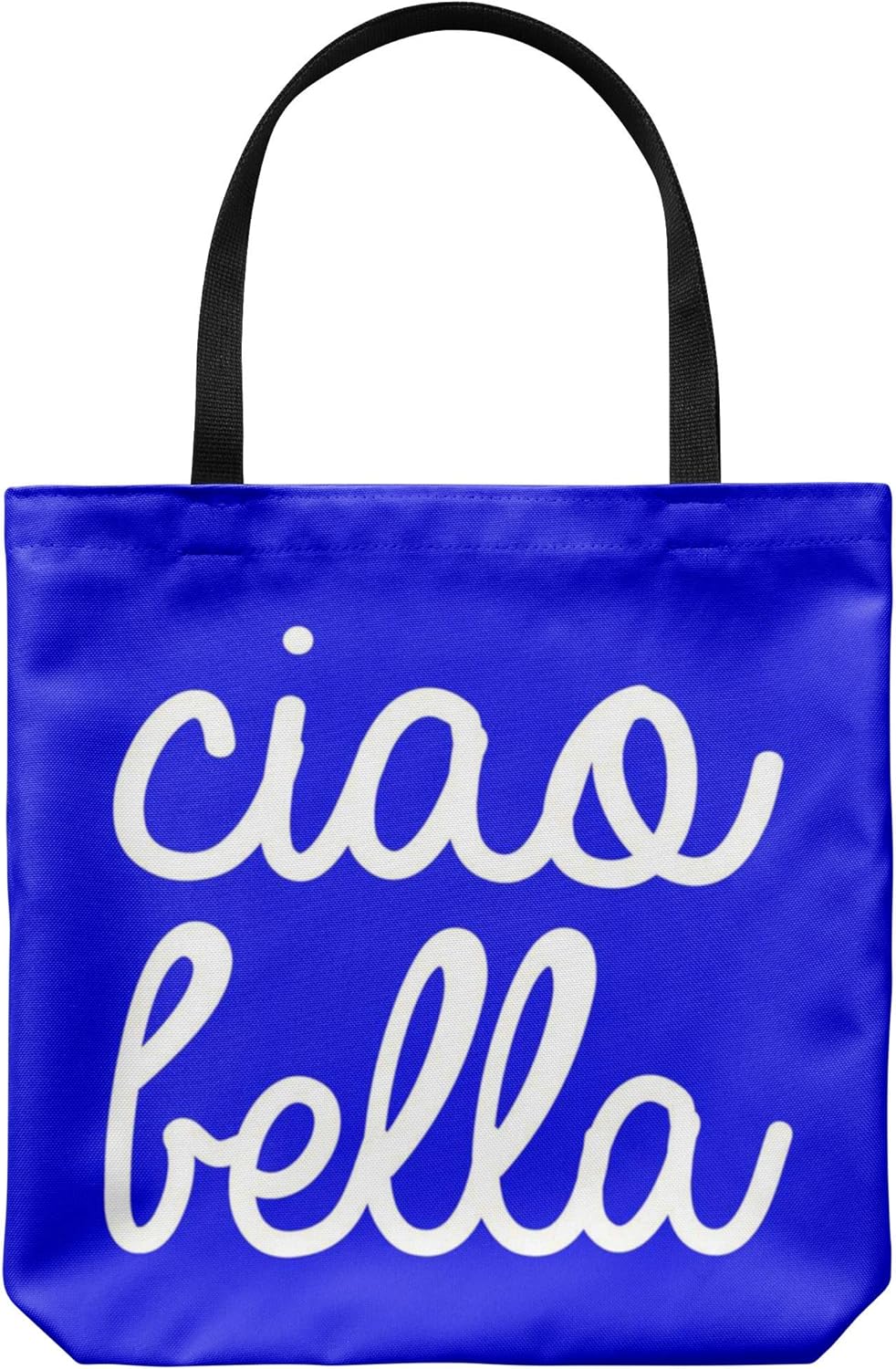 Tote Bag Italy Themed - Ciao Bella Casual & Big but Stylish Poplin Shoulder Handbag for Work & Travel
