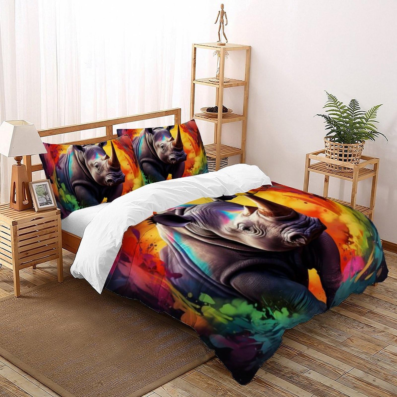 Housse de couette rhinocéros pour apaiser le sommeil des enfants avec une parure douce 3D
