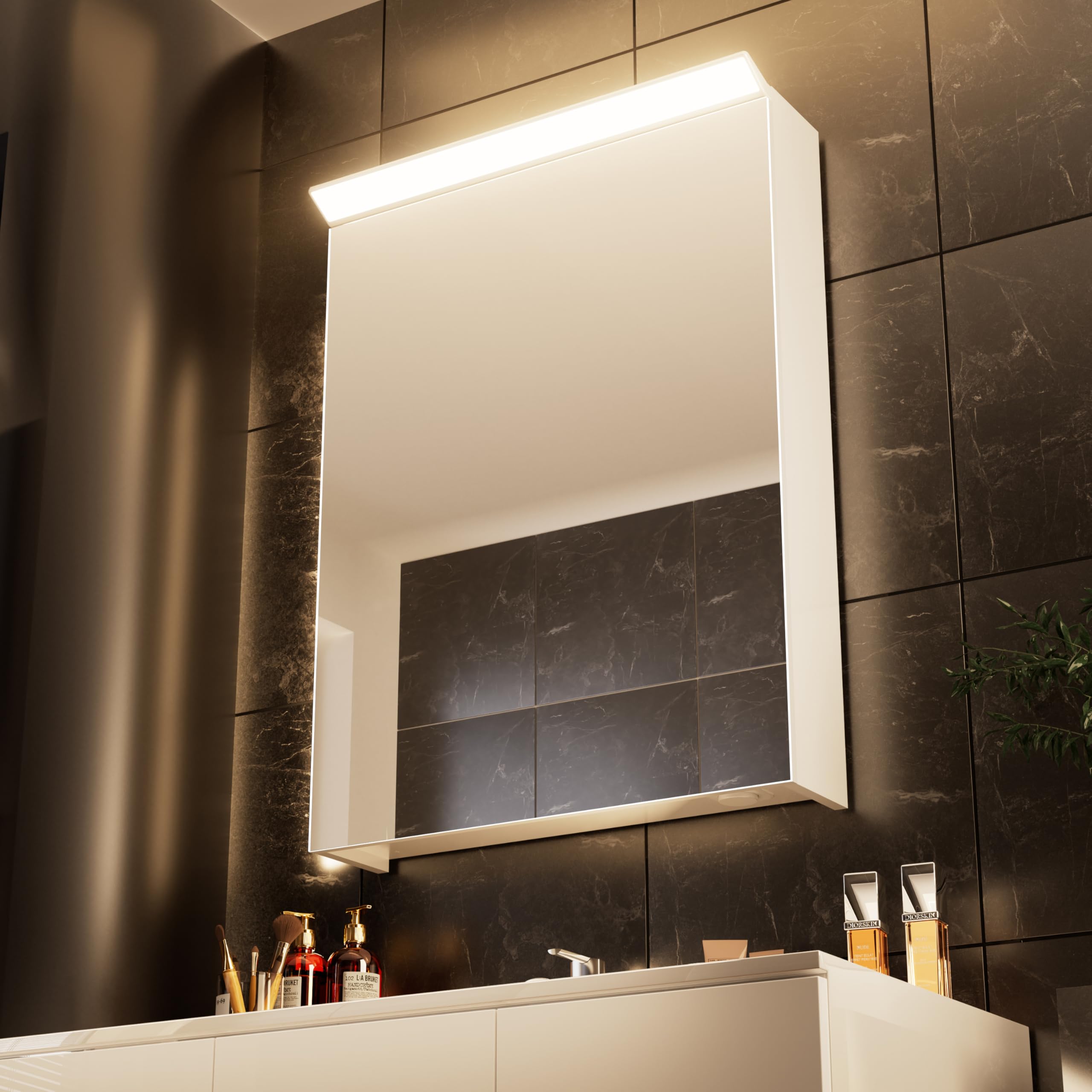 24x16 inch led medicine cabinet with mirror for bathroom, 4000k warm white light, adjustable shelves, moisture-resistant wood, flat-pack design – assembly required
not tested 
incomplete 