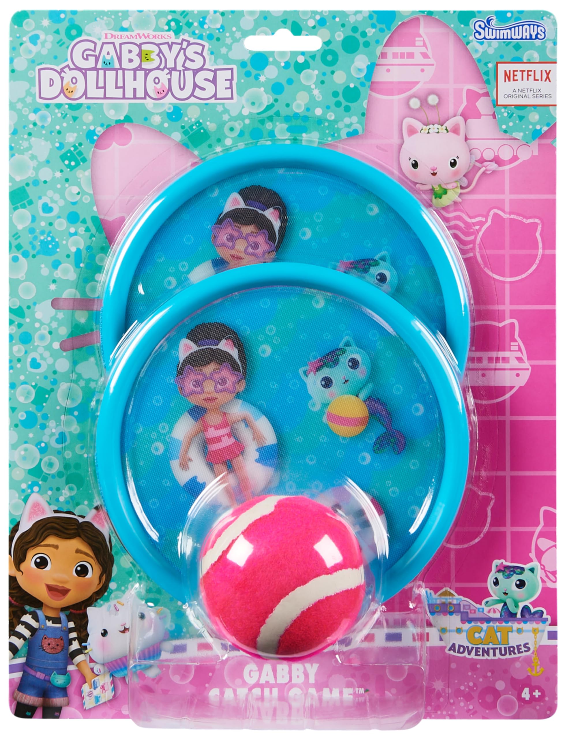 Swim Ways Gabby's Dollhouse Jeu de balles Velcro imperméables pour Enfants à partir de 4 Ans
