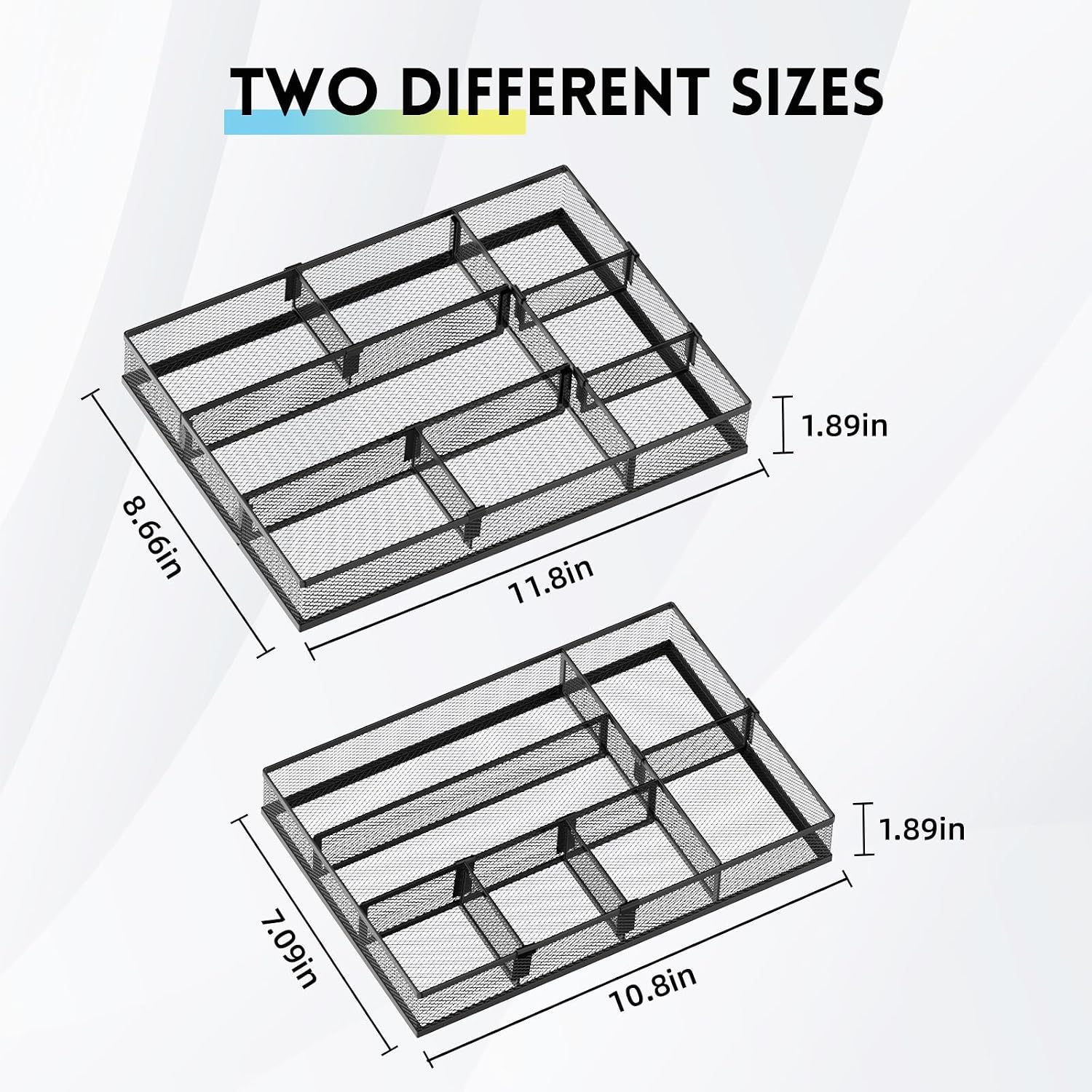 SUPEASY 2 Pack Desk Drawer Organizer with Adjustable Dividers, Black image 2