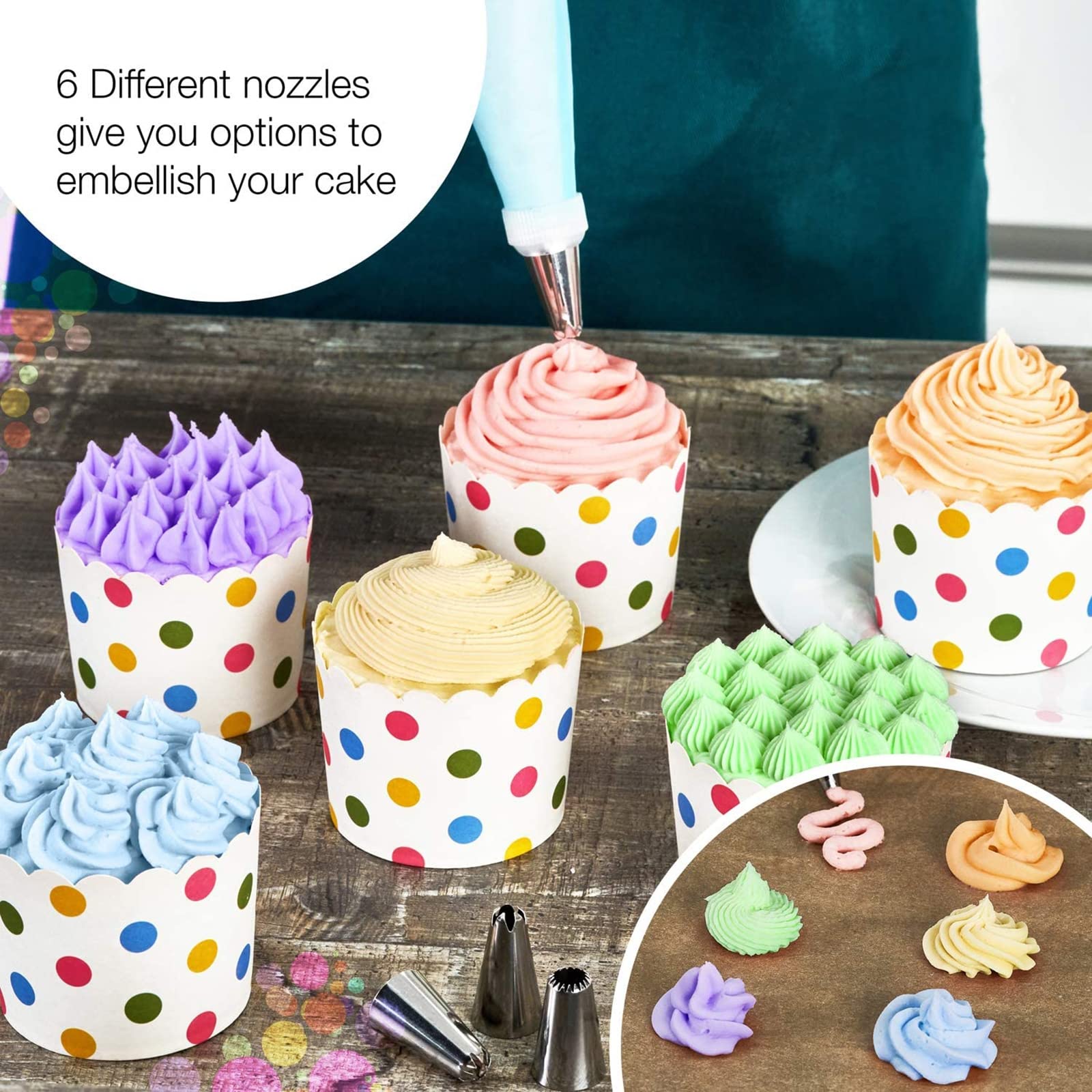Tumtanm 3 ugelli per tubazioni di erba, punte per tubazioni di erba senza cuciture, strumento per ugelli per glassa fai da te per cupcakes