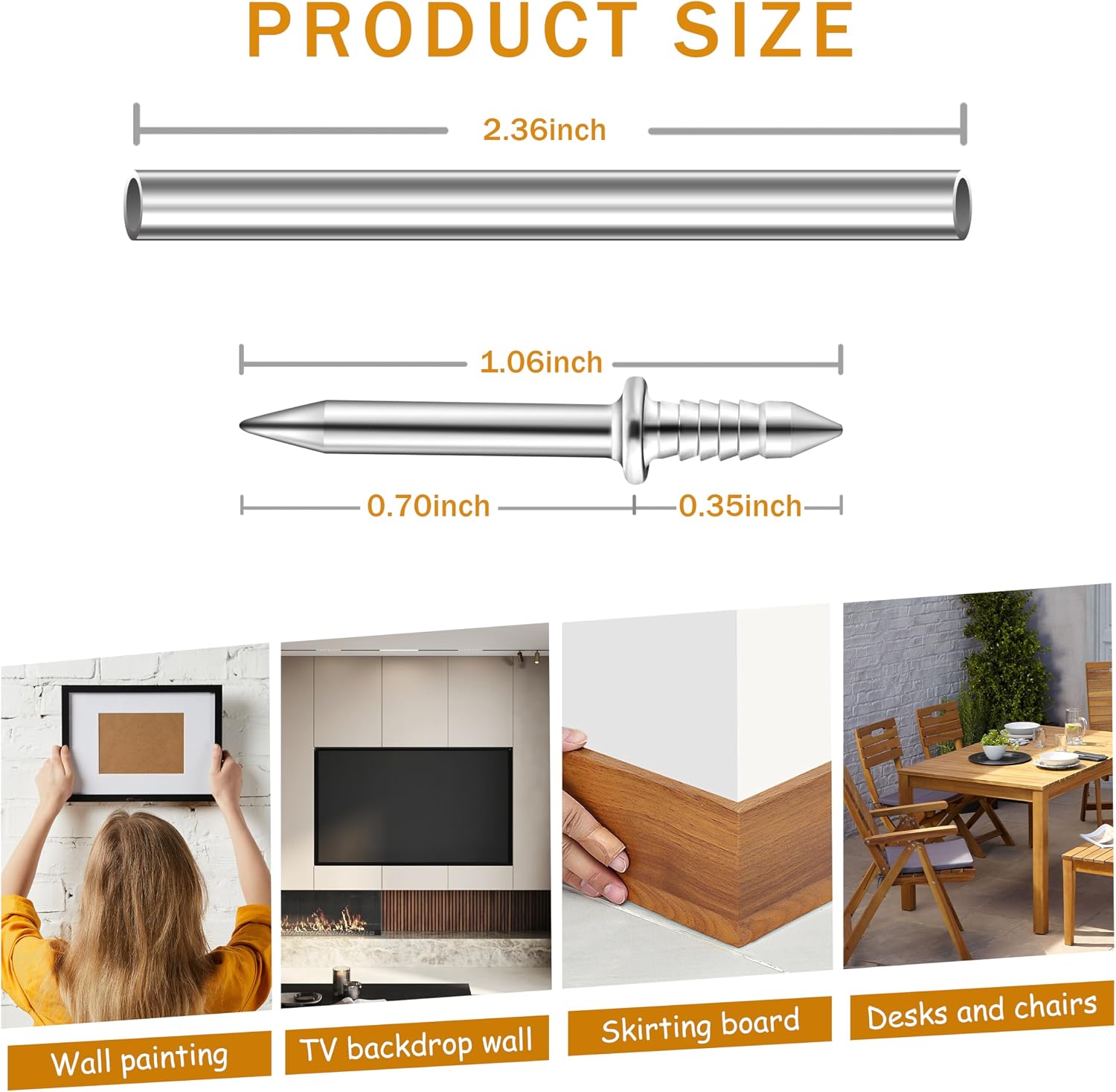400pcs Double Headed Skirting Nails,Seamless Nails for Baseboard,Wood ＆ Solid Wood Trim,No Mark Nails for Repair Wooden Items