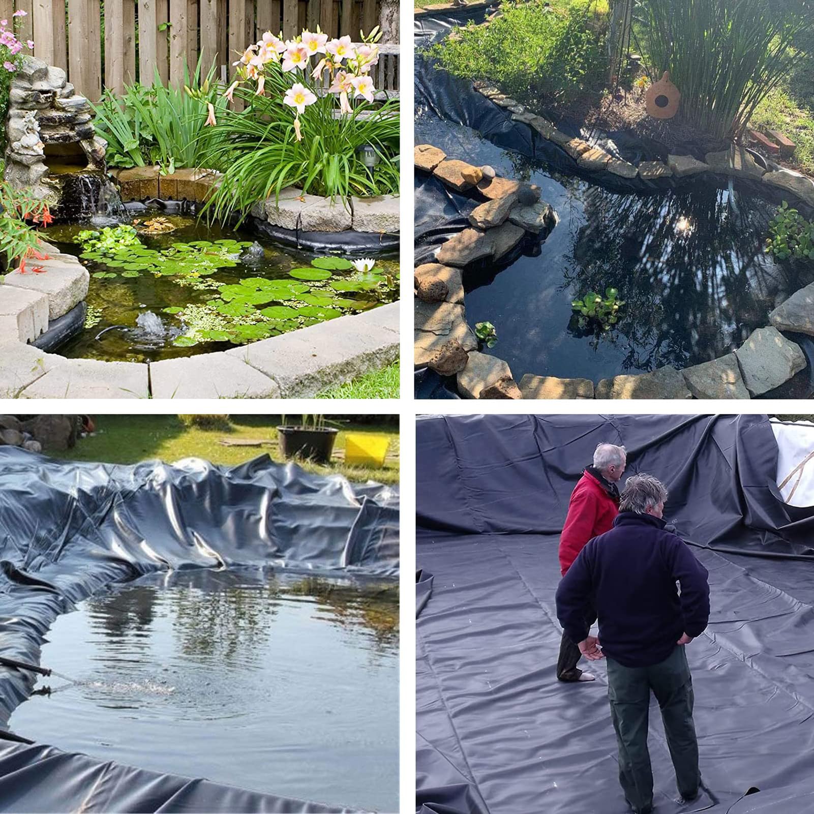 3m x 4m Telo per Laghetto Nero in PVC - Resistente Telo Laghetto HDPE, Fodera Laghetto Flessibile per Piscina Giardino per Laghetti, Fontane, Giardini Acquatici e Cascate
