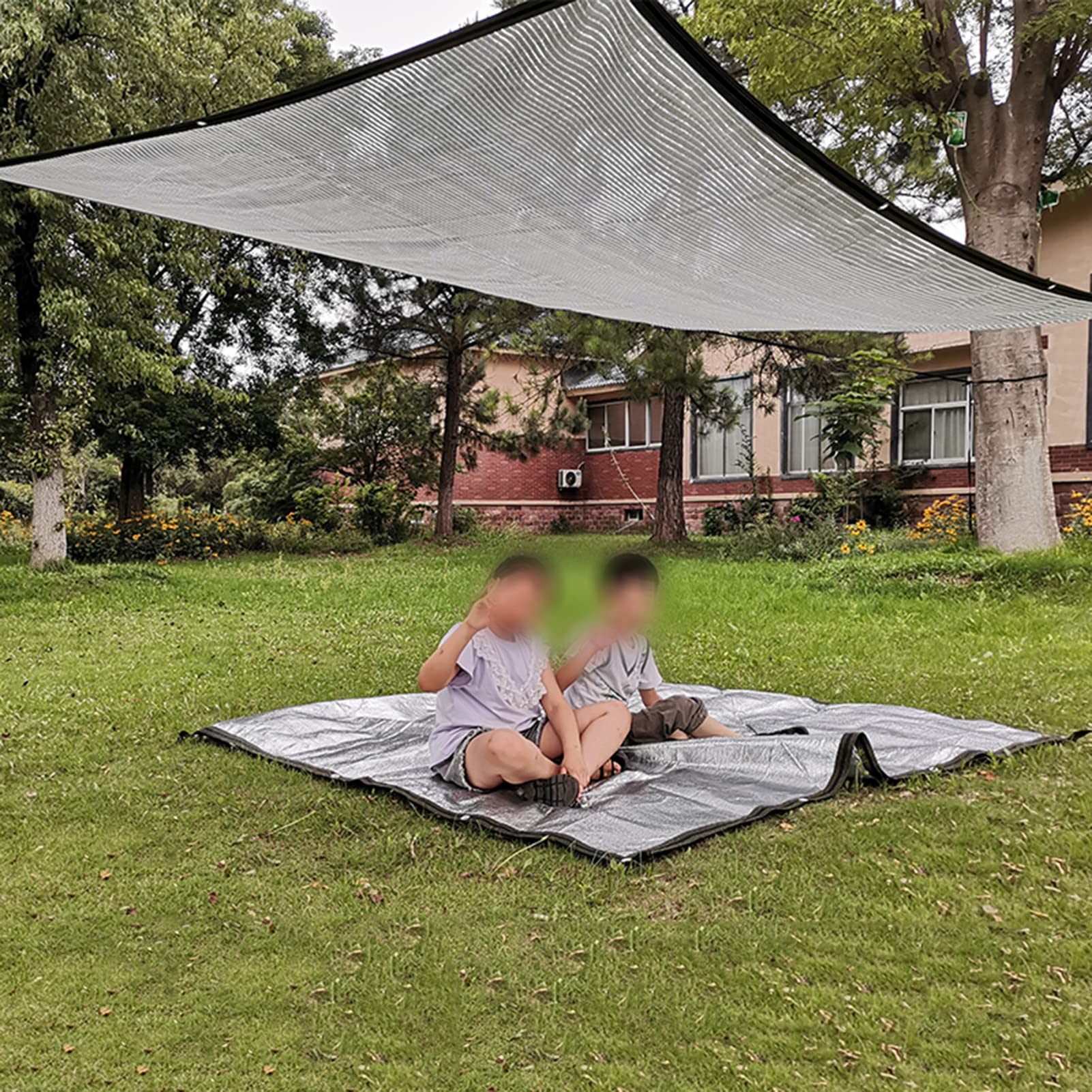 Odblaskowa siatka przeciwsłoneczna do szklarni i balkonów, 75% ochrony przed promieniowaniem UV, HDPE, aluminiowa rama, 8 x 8 m, tkanina przeciwsłoneczna do ogrodnictwa na zewnątrz i pielęgnacji