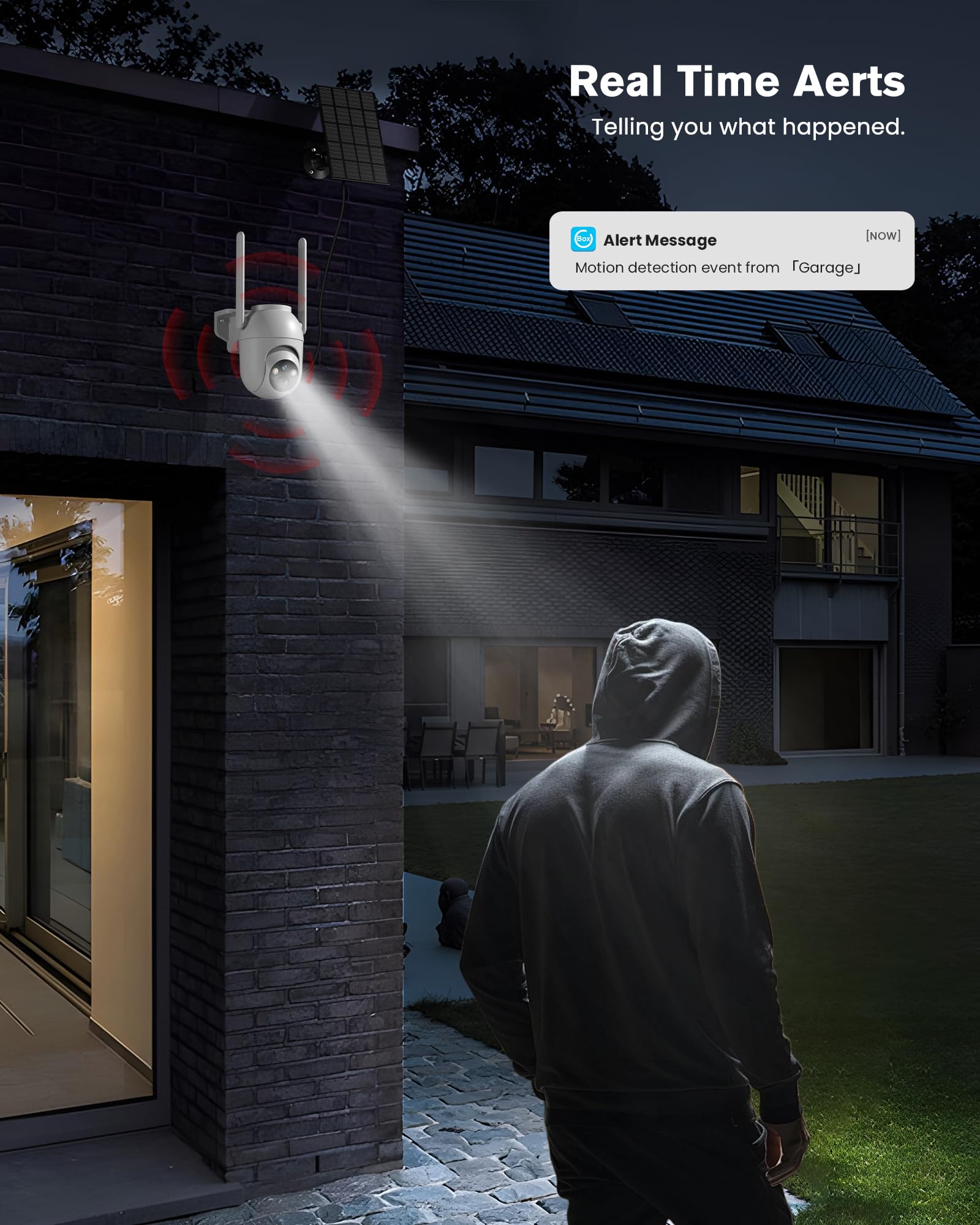 BECAMSO 4G LTE Telecamera Esterno Solare con Sim: Telecamere Batteria Senza Fili - 360° PTZ Videocamera Sorveglianza Esterno - Visione Notturna Colori IP66 2 Vie Audio