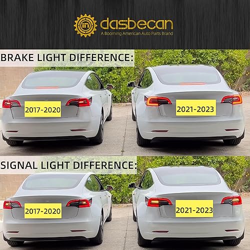 Miniatura 2 de Dasbecan Conjunto de luz trasera trasera izquierda exterior LED compatible con Tesla Model 3 Model Y 2021 2022 2023, reemplaza # 1502086-00-D