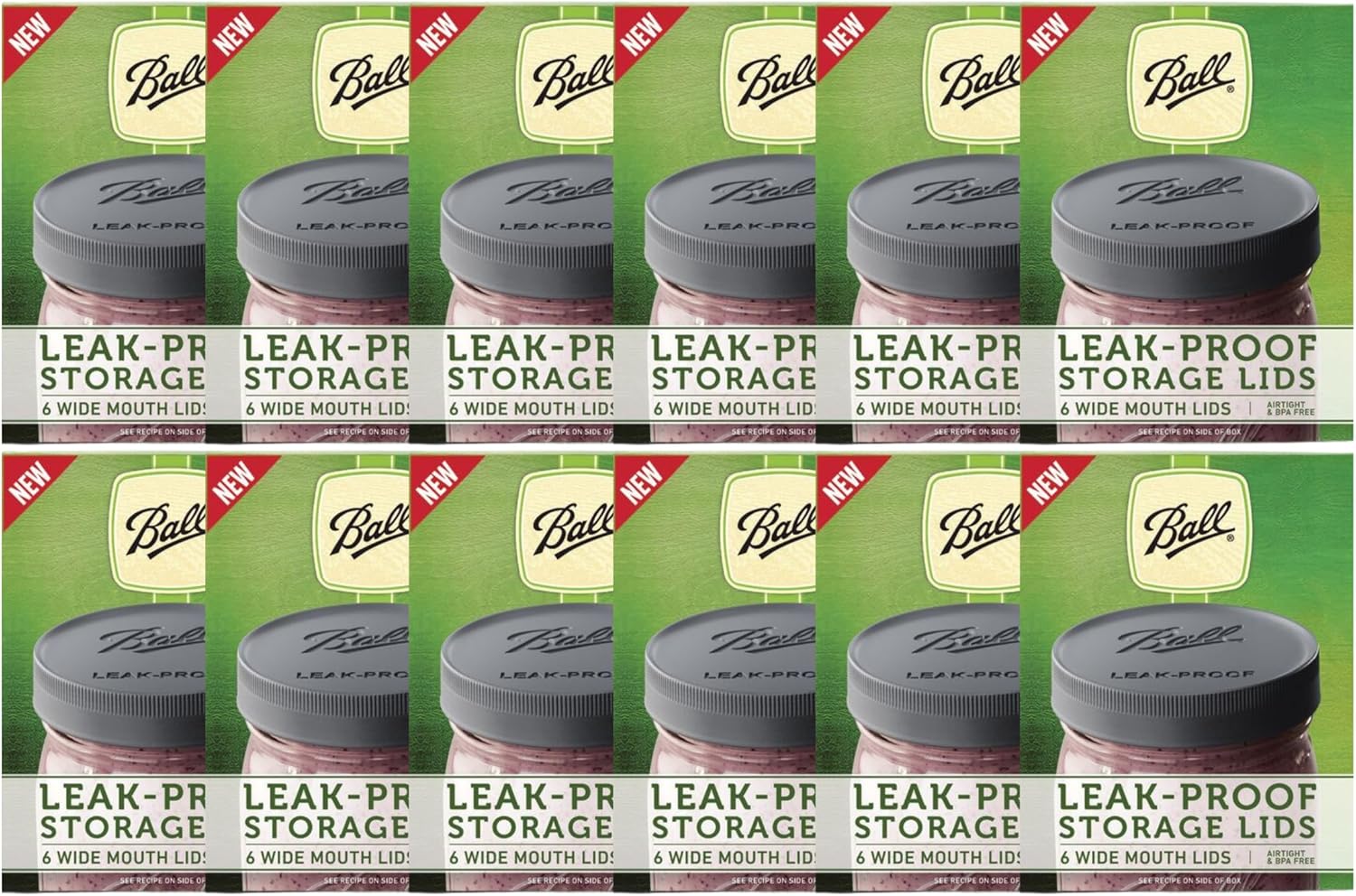 Ball Leak-Proof Plastic Lids for Glass Mason Jars, Used for Canning, Pickling, Juice, Jam, Jelly (Regular, 6 Count (Pack of 2))