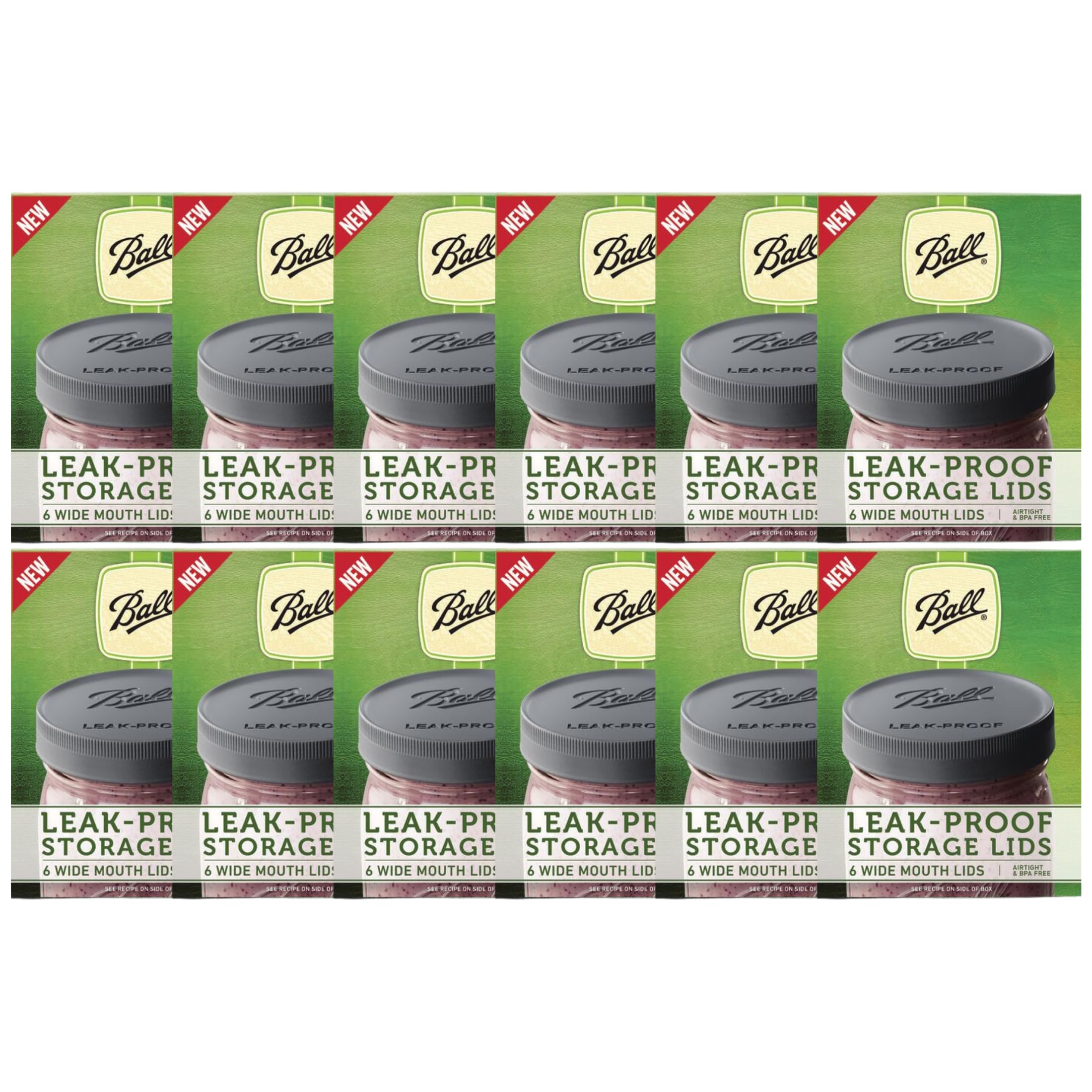 Ball Mason Jar Leak-Proof Lids, Wide Mouth, 6 CT (Pack of 12)