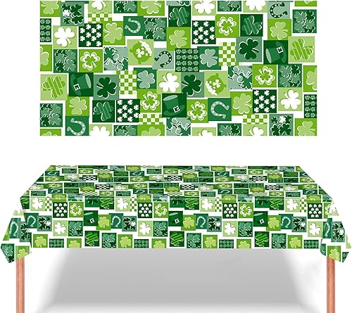 Miniatura 7 de Mantel rectangular con estampado irlandés de cuatro hojas, para banquetes, fiestas, cocina, comedor, 60 x 84 pulgadas