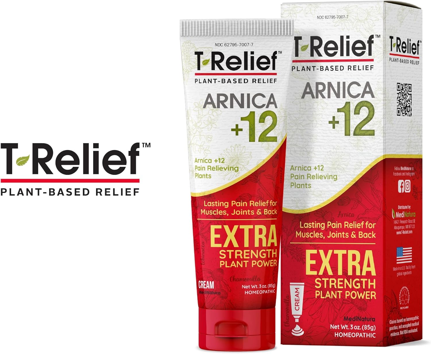 MediNatura T-Relief Extra Strength Cream Arnica +12 Natural Relieving Actives for Back Pain Joint Soreness Muscle Aches & Stiffness, Whole Body Fast Acting Relief for Women & Men - 3 oz (2 Pack) - Image 7