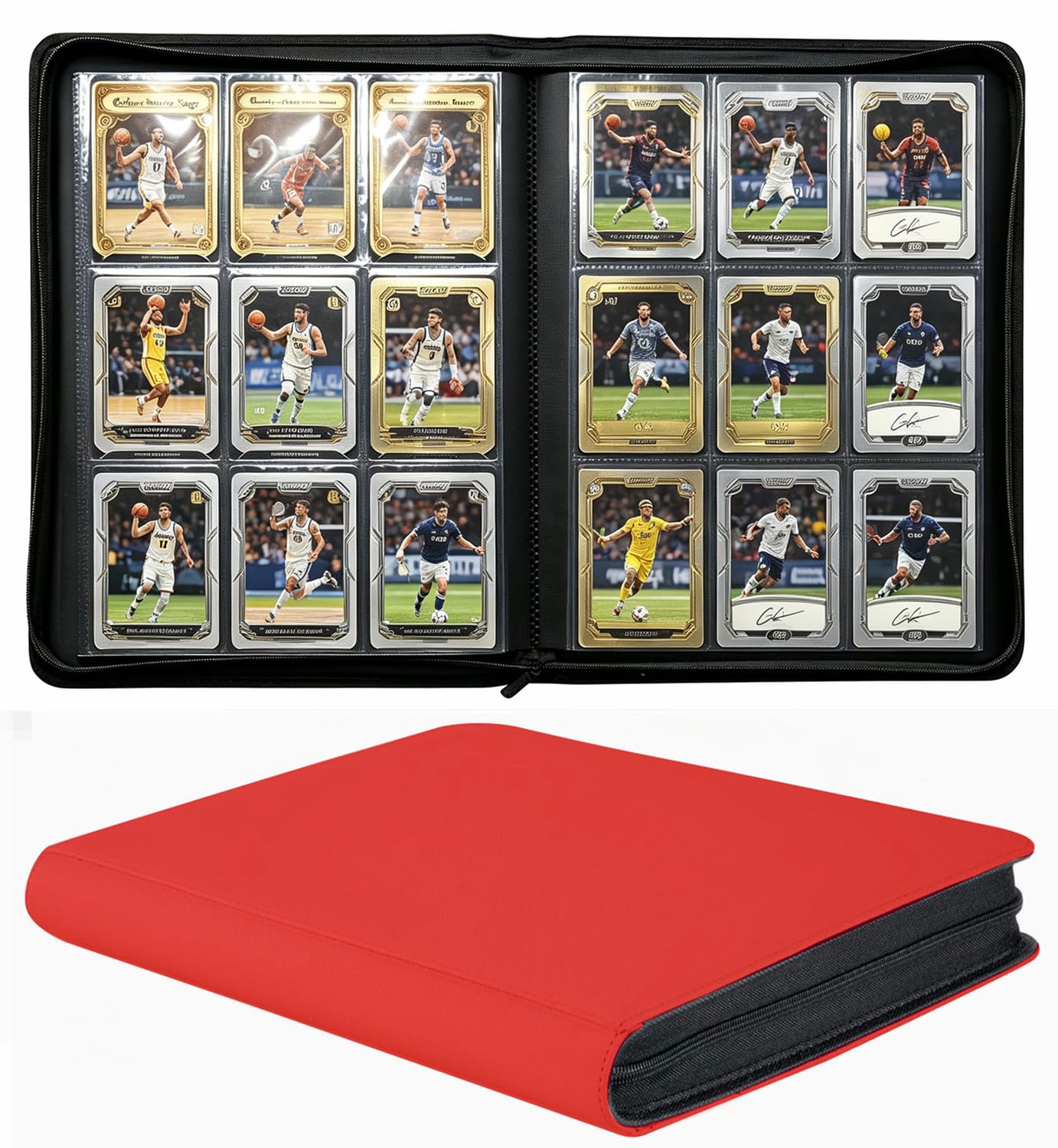 Trading Card Binder 9 Pocket, 540 Pockets Ringless PU Cover Card Collection Binder, Double Sided Card Binder Collector Album, Card Folder for MTG, TCG, Sports Cards, Game Card (Red, 9Pockets) — image 1