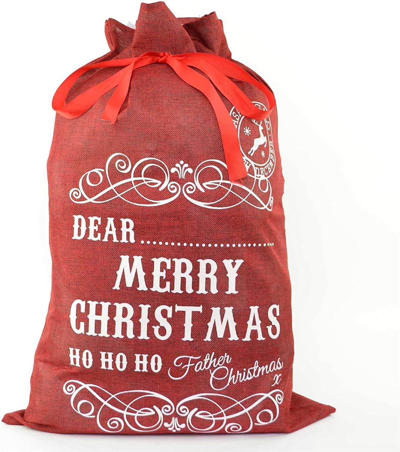 1Above Brown Personalise Merry Christmas Large Traditional Vintage Hessian Naughty Is The New Nice Santa Sack Stocking Accessories Xmas Gifts Bag 70 X 50Cm,