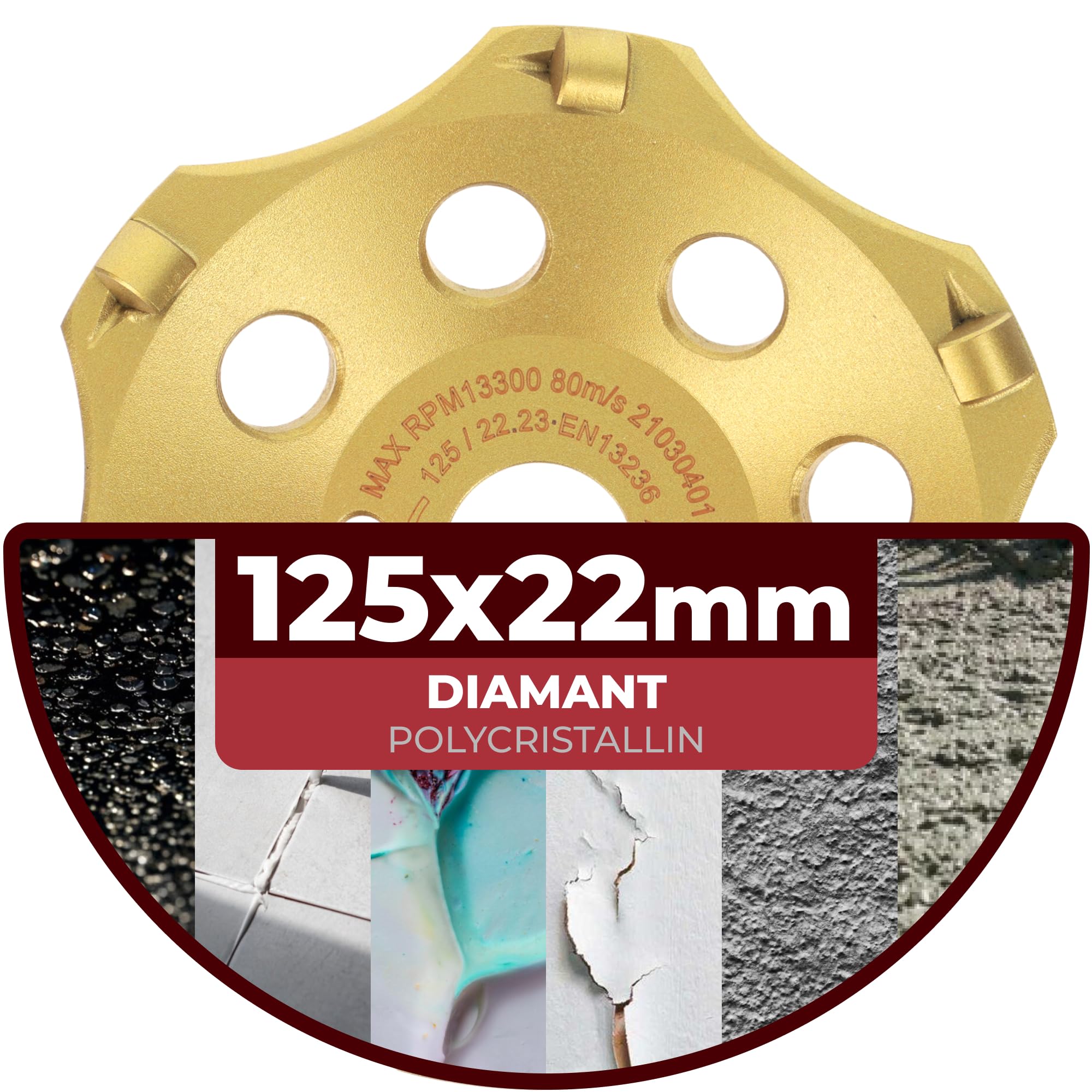 PRODIAMANT PKD Meule diamantée 125 mm pour meuleuse d'angle – 6 segments pour béton, chape et revêtements robustes – Durable et puissante