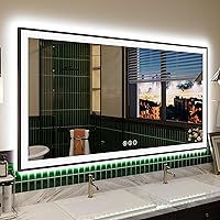 Vista 46 de 88x38 Large Light Bathroom Mirror - Backlit and Front Lighted LED Wall-Mounted Vanity Mirror Modern Rectangle Black Mirror, Dimmable, Anti-Fog