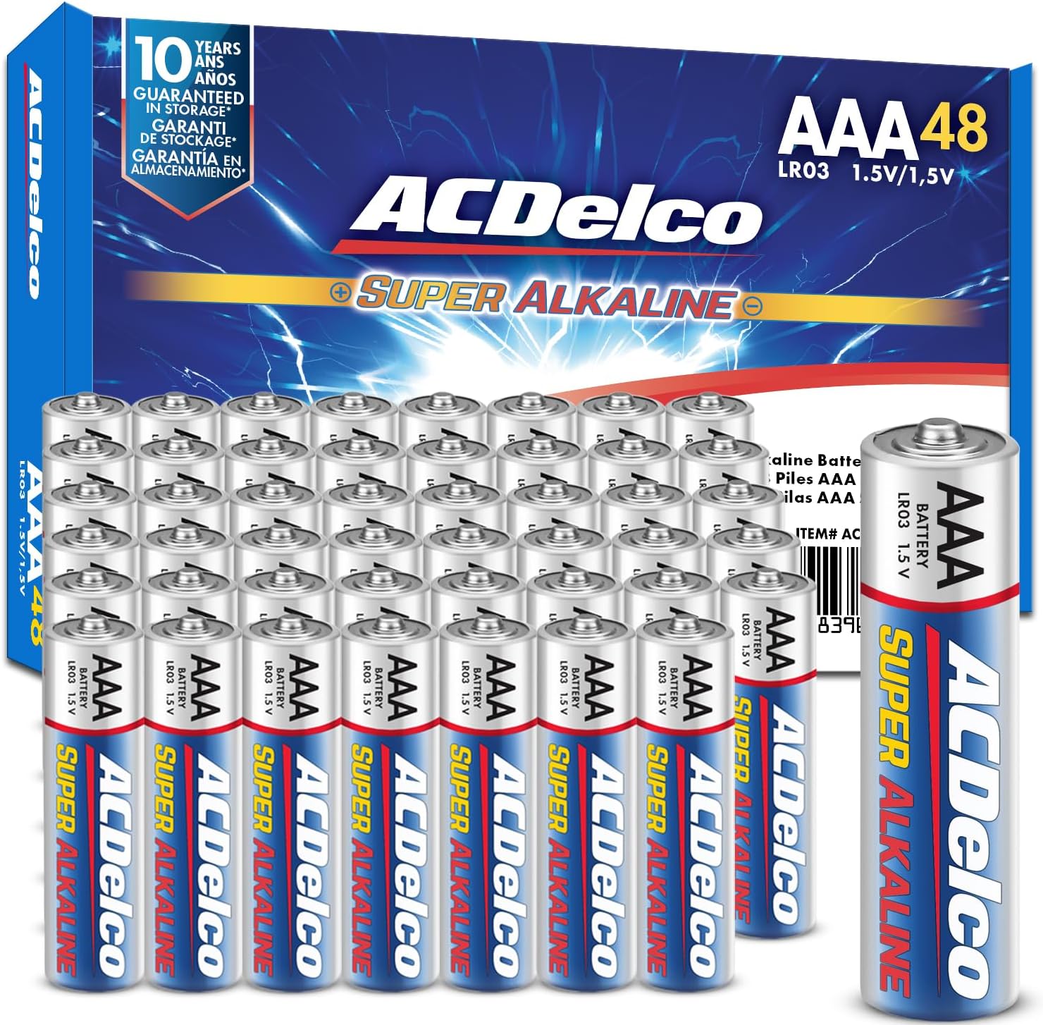 ACDelco 48-Count Triple AAA Batteries, Maximum Power Super Alkaline Battery, 10-Year Shelf Life