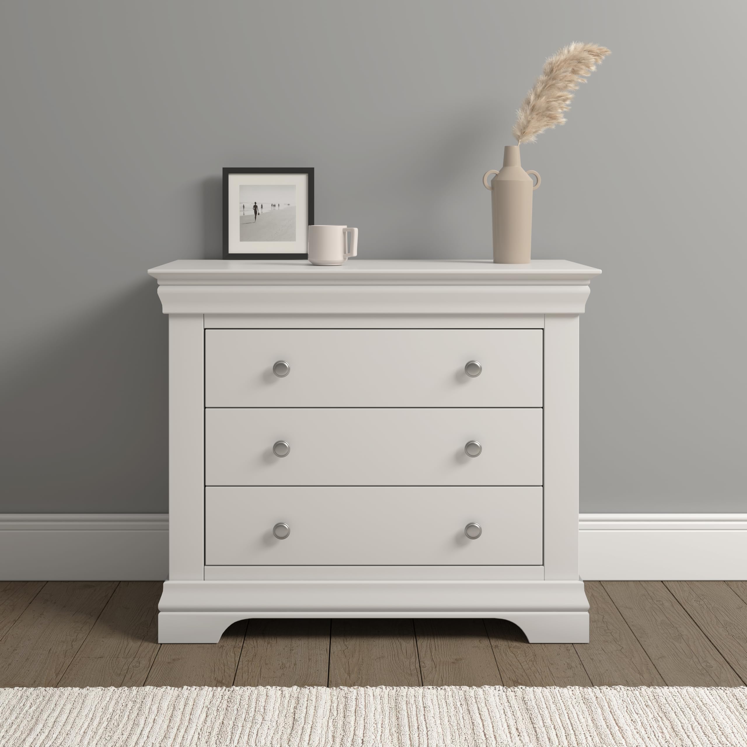 Seconique Bordeaux 3 Drawer Chest in Ivory