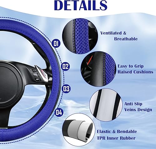 Miniatura 6 de CAR PASS Juego completo de fundas de asiento de automóvil de malla de aire 3D con esponja de 0.197 in, 4 alfombrillas impermeables para automóvil,