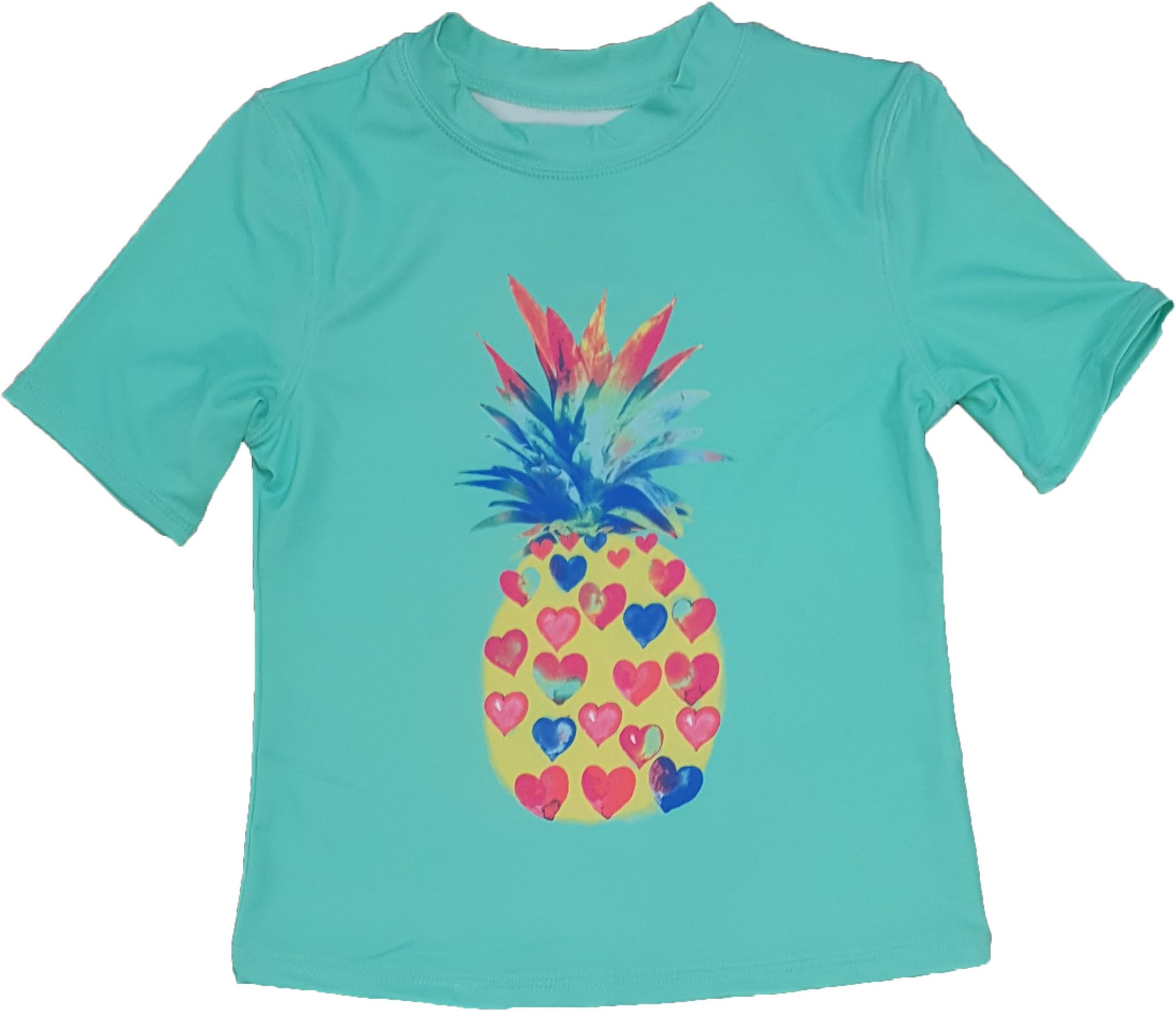Girls Pineapple Aqua Mint Rash Guard Shirt - Medium