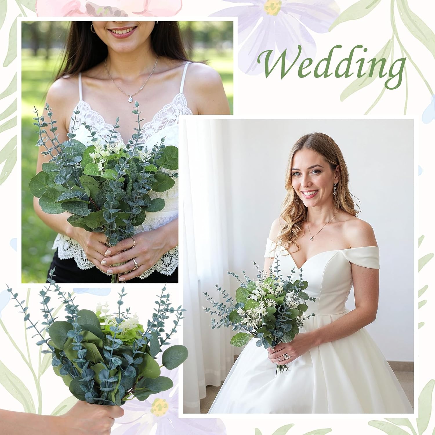 180 Pcs 3 Kinds Mixed Artificial Eucalyptus Stems Bulk Fake Silver Dollar Eucalyptus Leaves Greenery Stems Floral Picks for DIY Bouquets Vase Floral Arrangement Wedding Home Decor