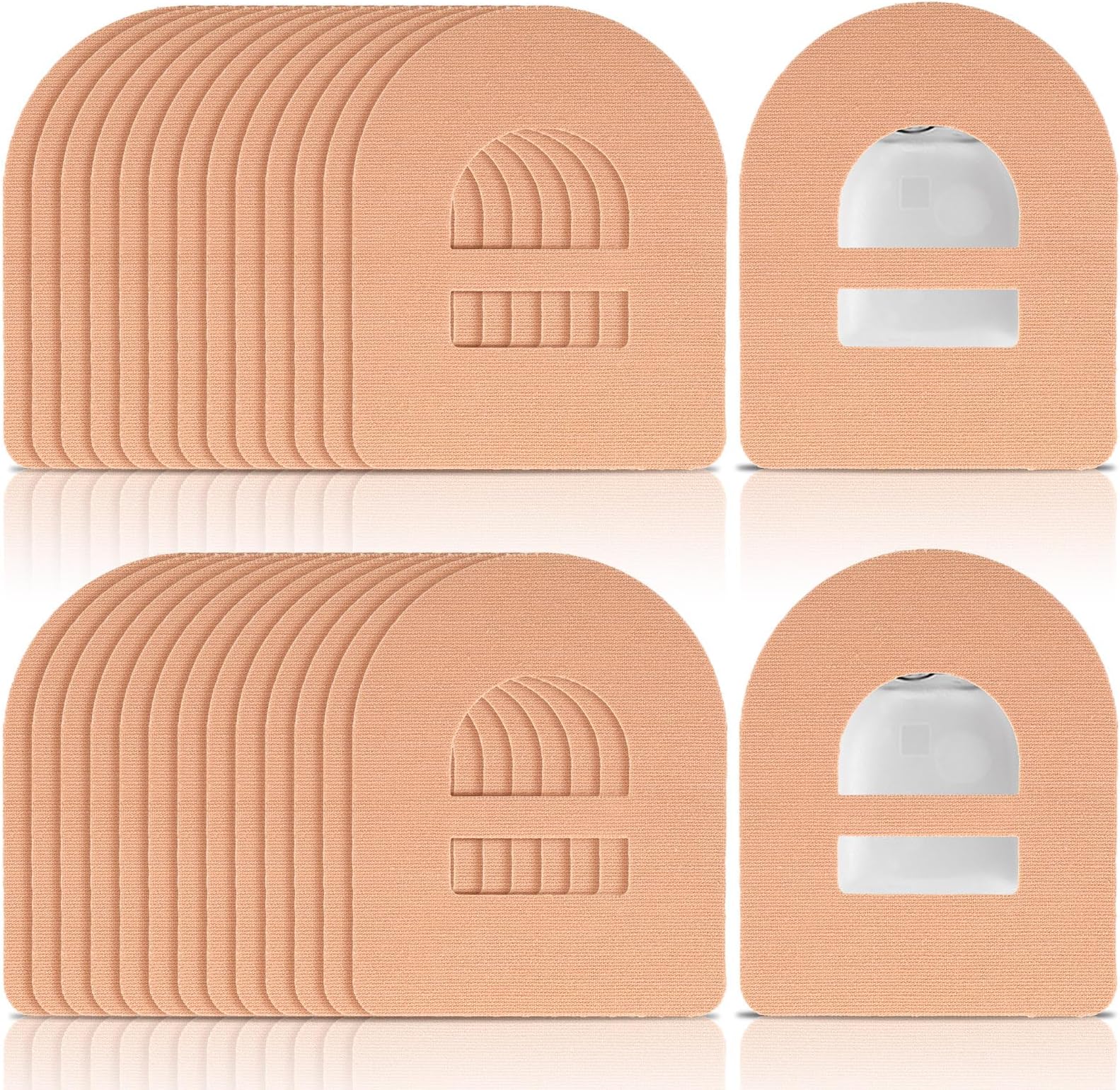 50 Pieces 5 Adhesive Patches Compatible with Omnipod Waterproof & Sweatproof Pre-Cut Medical Tape Diabetic Sensor Covers Continuous Glucose Monitor Protection(Beige)