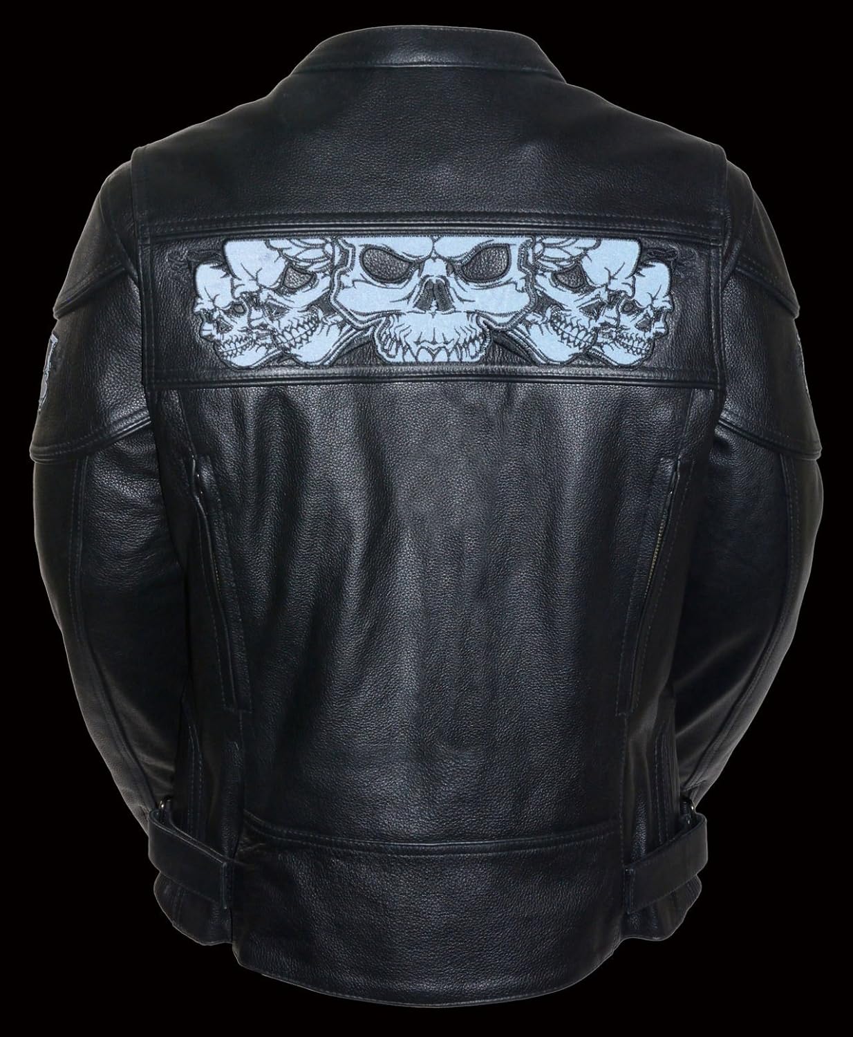 Milwaukee Leather Women's Crossover Leather Scooter Jacket w/Reflective Skulls (Black, L)