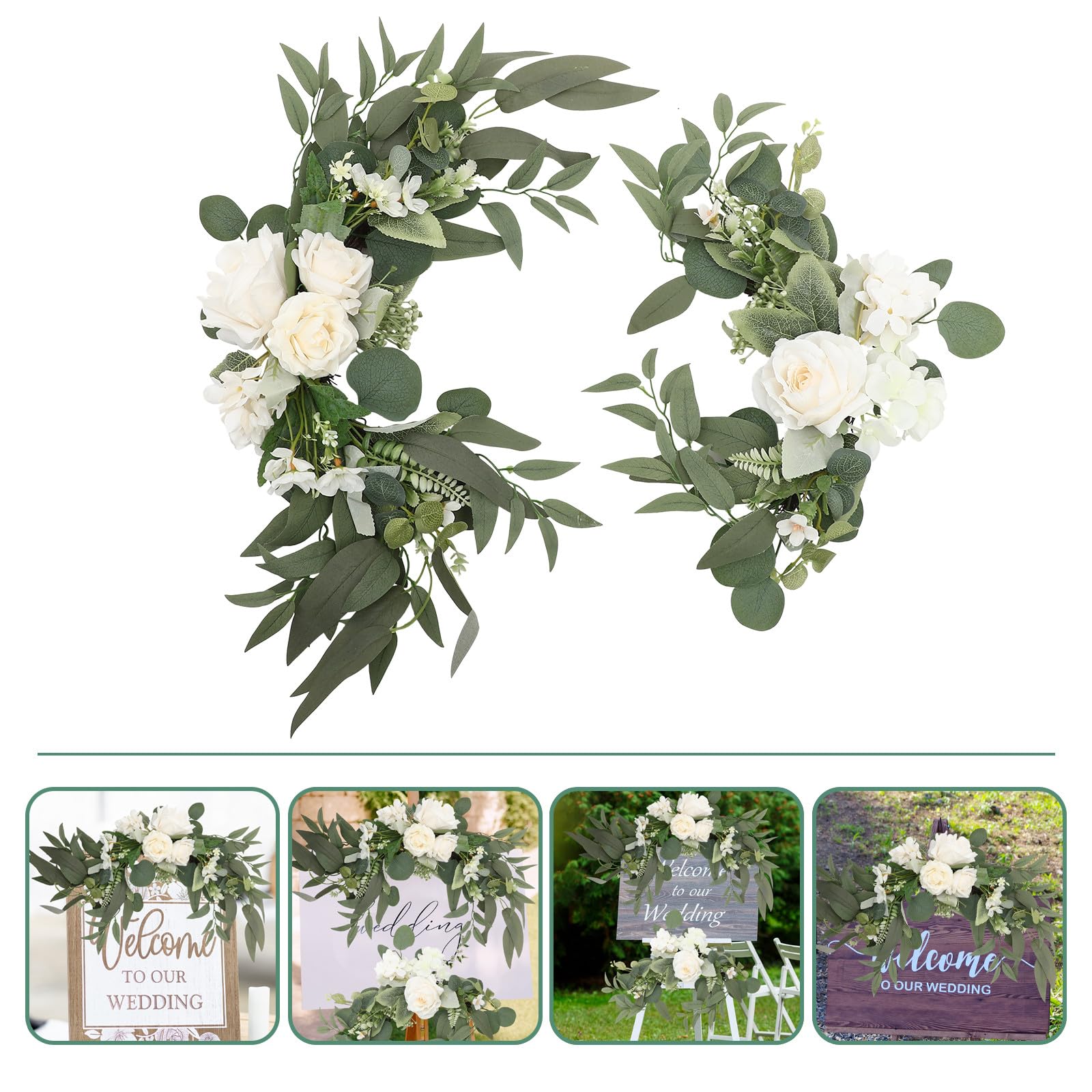 Alasum Abschlussgeschenk Wunderschöne Künstliche Rosen Blumenkranz Dekoration mit Weißem Stoff für Hochzeitsempfang und Blumendekorationen die Nie Welken