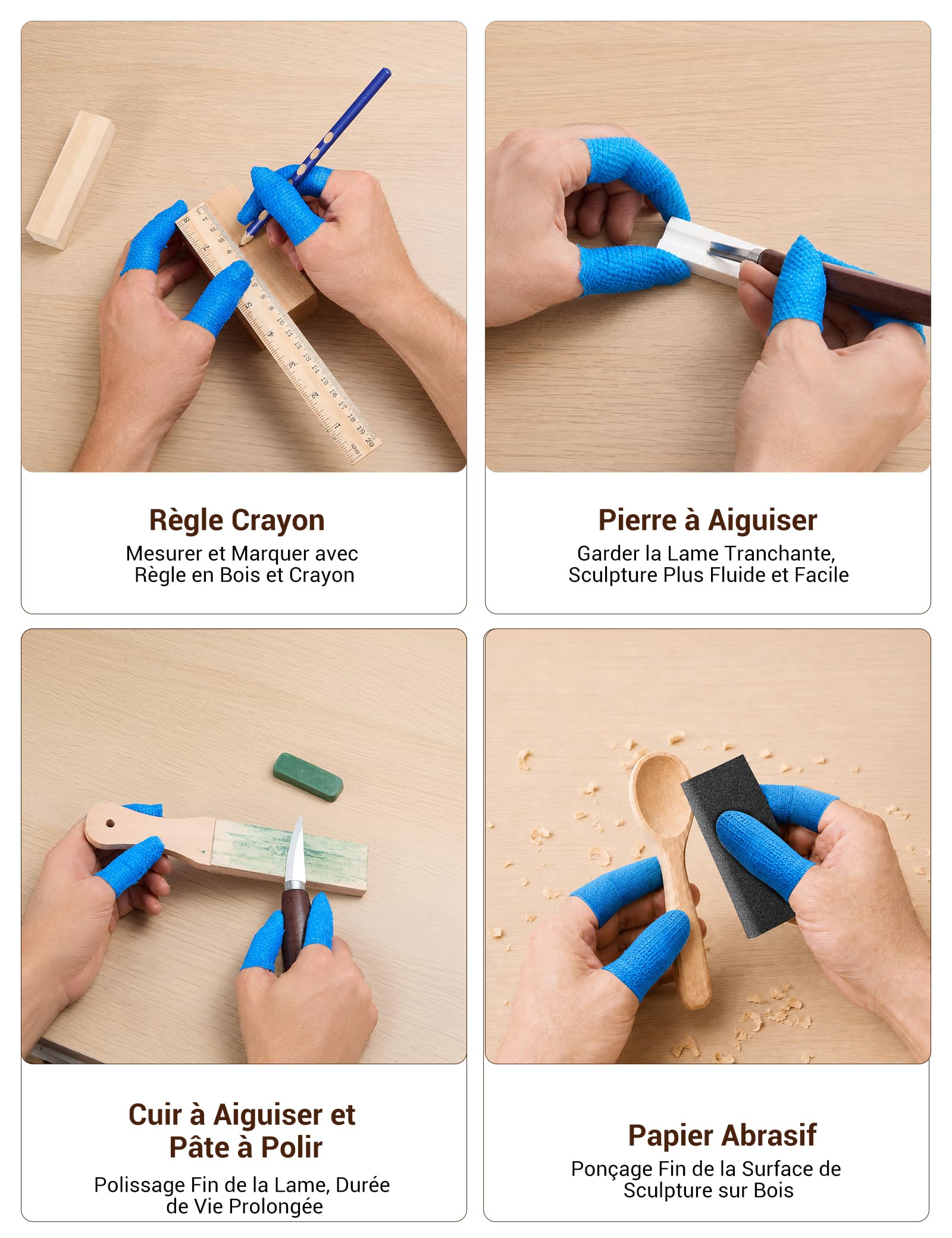 30 en 1 Kit Sculpture Bois, Outils de Sculpture avec Couteaux Sculpture Bois, Blocs à Sculpter, Pierre à Aiguiser, Pâte à Polir, Gants Anti-Coupure, Étui en Cuir, pour Débutants, DIY, Whittling