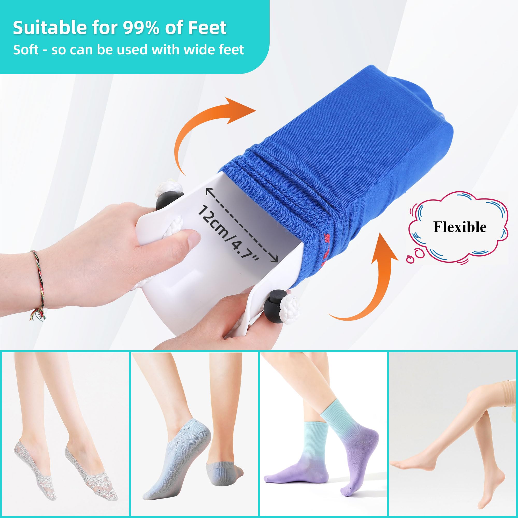 Kit de ayuda para calcetines para personas mayores (ayudante de calcetín y bastón de vestir) – Ayudantes de calcetines para poner en tus calcetines sin doblarse – Cuerno extendido ajustable de 35
