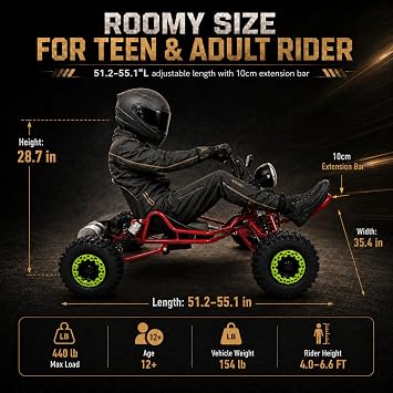 Zyliathor 48V 20Ah Electric Off-Road Go Kart For Adults & Kids (Black)