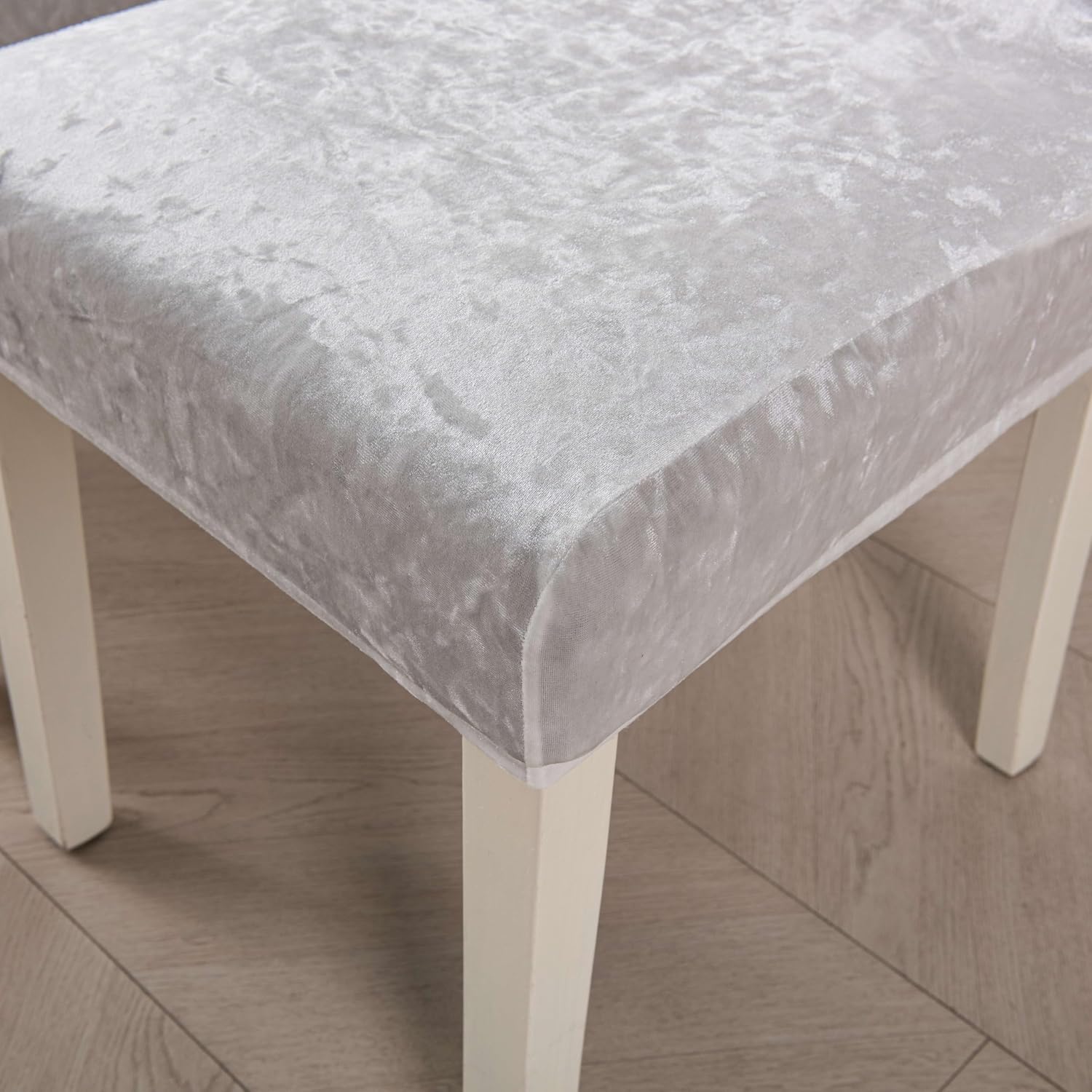 Dining Chair Covers, Stretch Slipcovers Set of 4 Silver Fox, Elastic Band Washable Seat Protectors for Home Kitchen Hotel Banquet