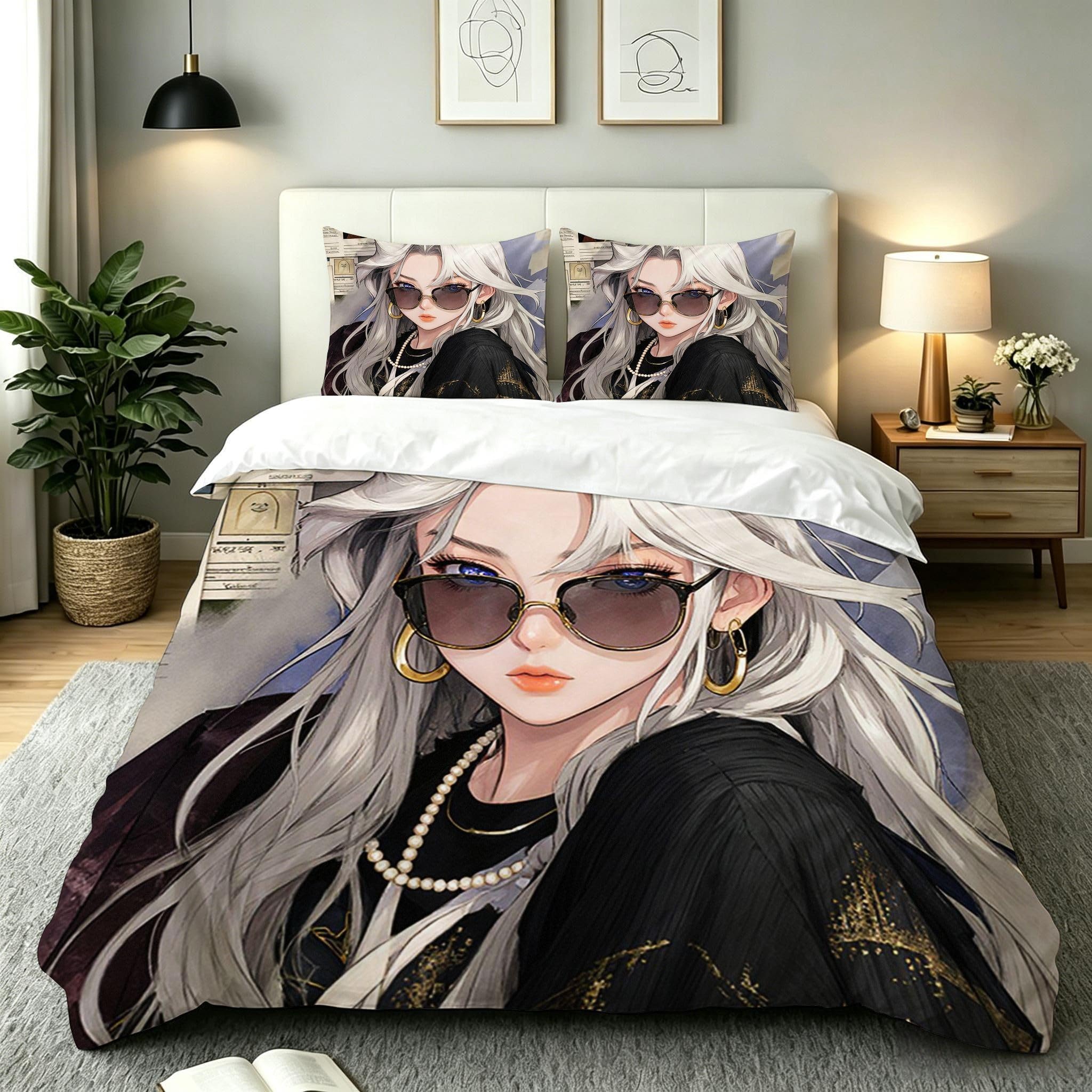 Parure de lit 220x240 fille douce et soyeuse en microfibre AW7109