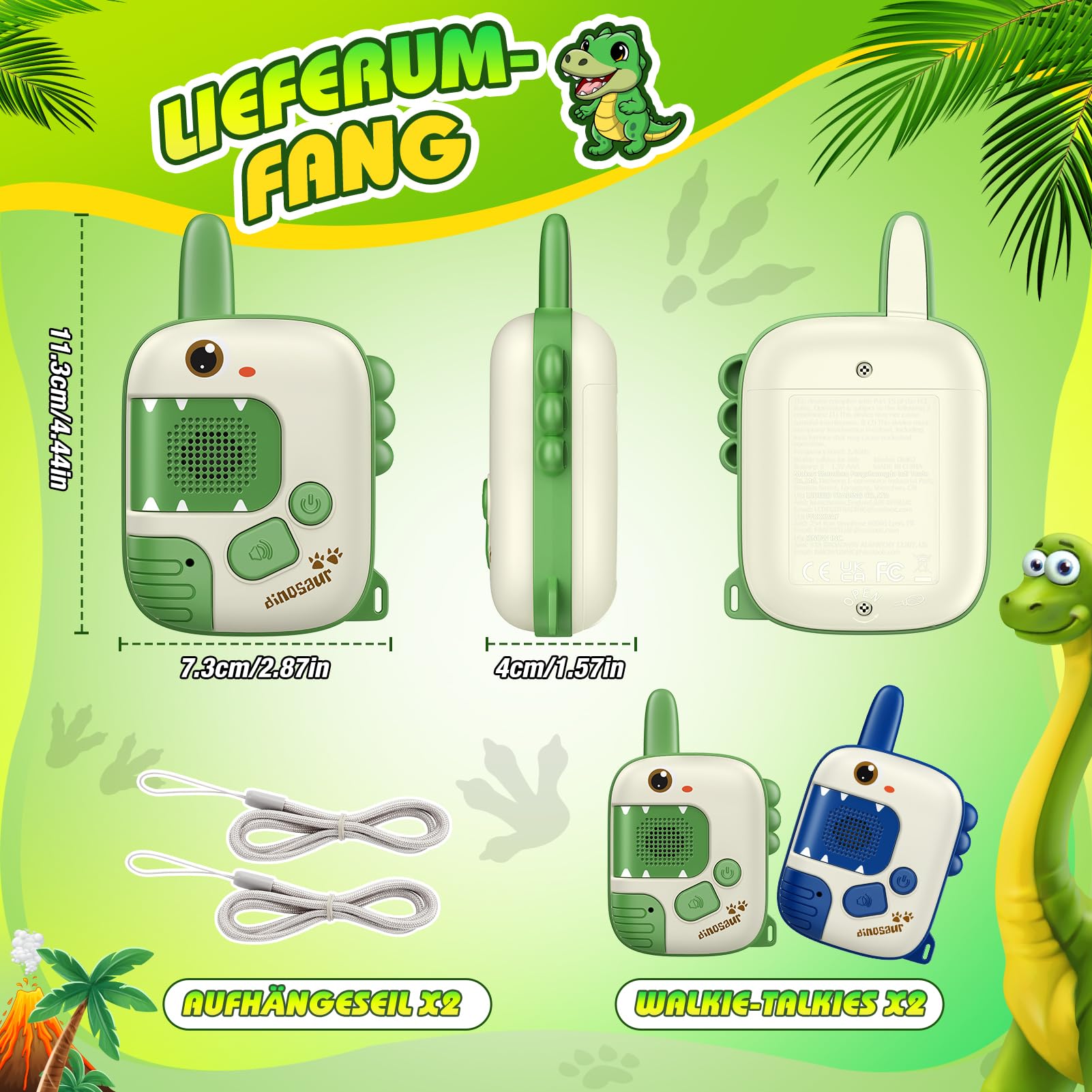 Walkie Talkie per Bambini, Giochi Bambini 3 4 5 6 7 8 Anni Walkie Talkies Giocattoli Dinosauro Regalo Bambino 3-8 Anni Giochi Esterno Bambini Giocattoli Bambino 4-9 Anni Regalo Compleanno Bambini