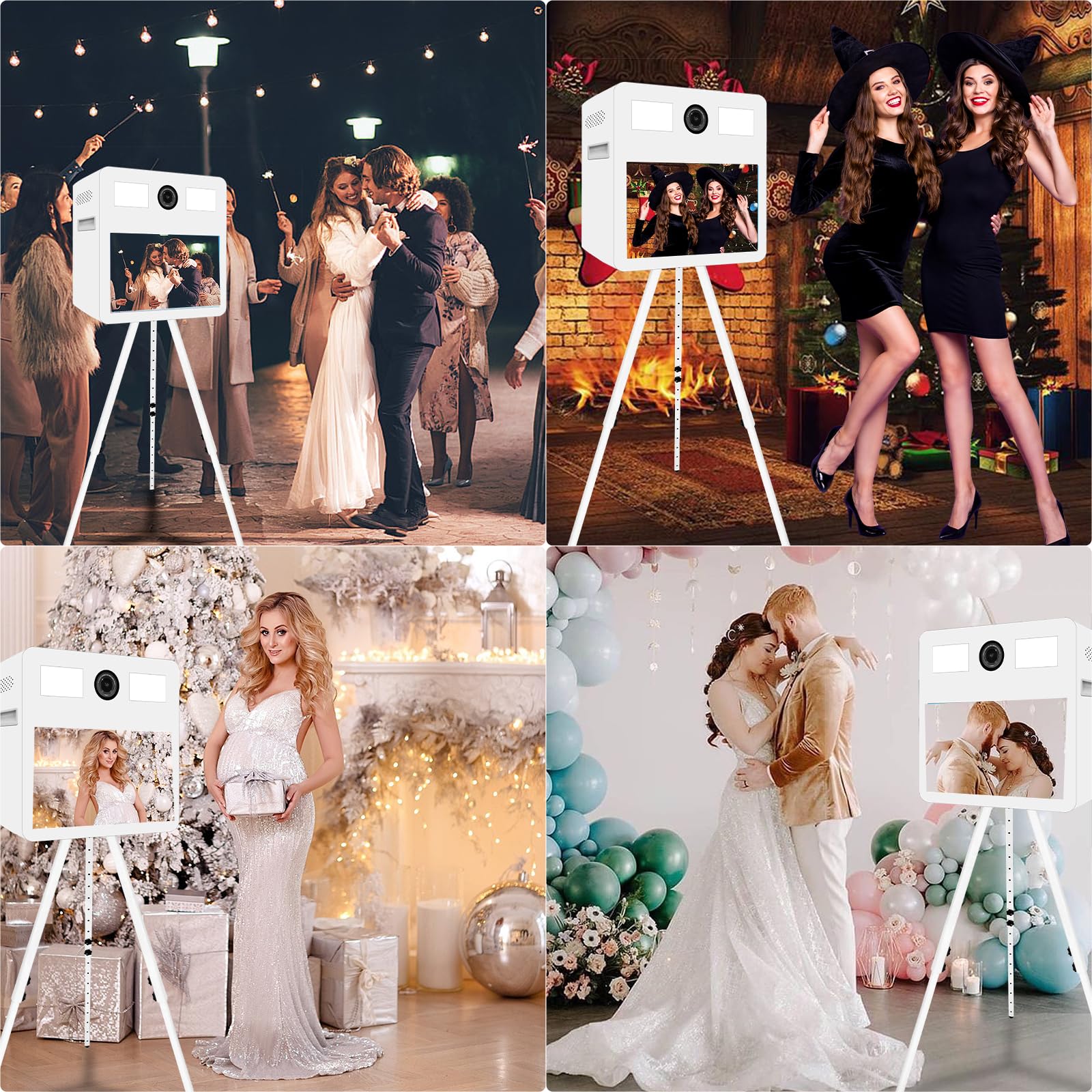 Espejo Photo Booth Magic Mirror con pantalla táctil de 21,5 pulgadas para bodas, fiestas, eventos (máquina blanca, cabina de fotos de 54,6 cm)