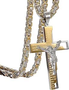 Collana Uomo Con Ciondolo Croce - Acciaio Inox, Catena 55cm, Oro O Argento