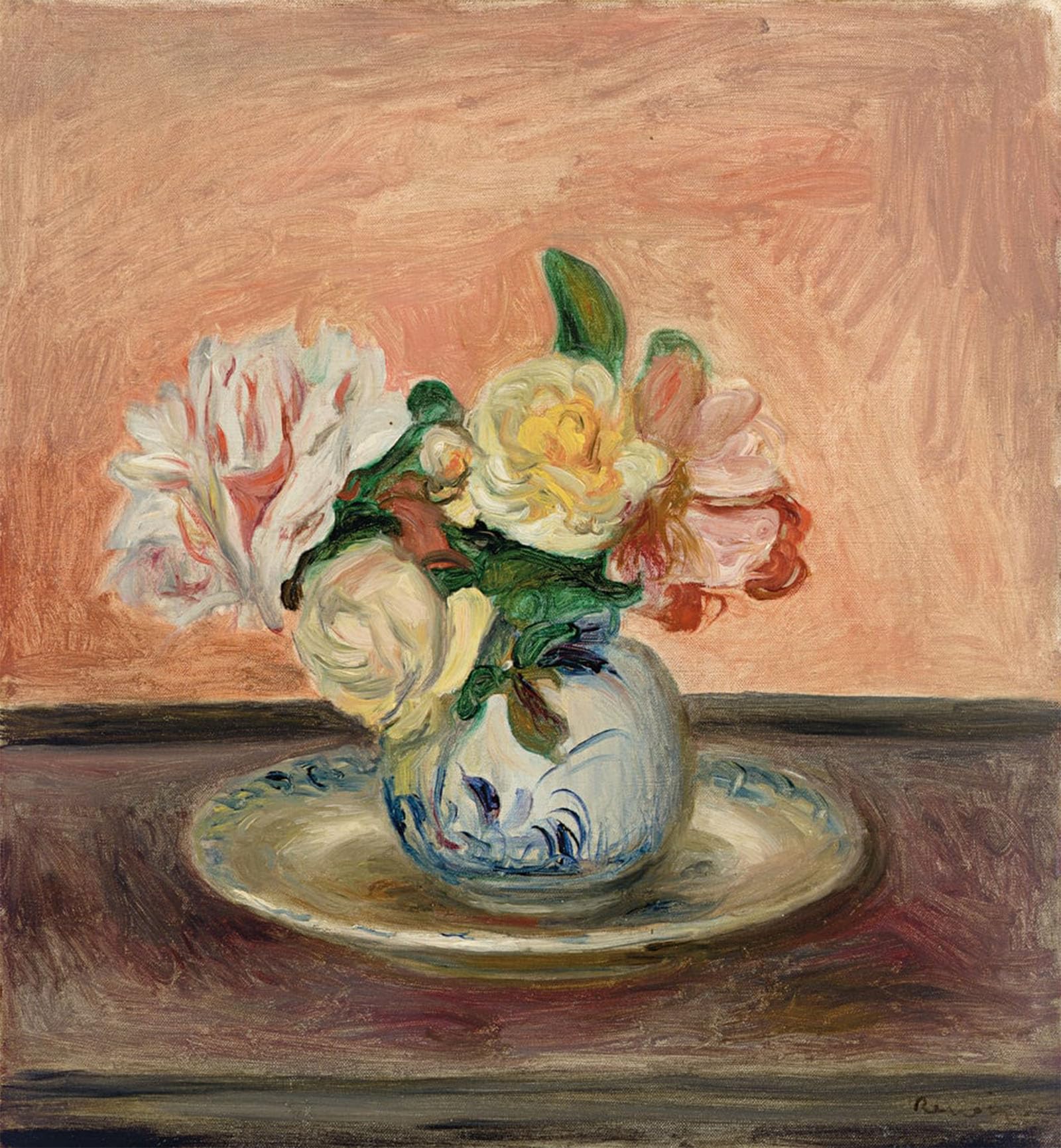 ARTXLXXBN Famous Painting Art Wall Decor Abstract Art Picture Vase of Flowers by Pierre Auguste Renoir Animal Pictures for Home Decor 60x90cm