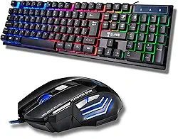 Combo Kit Teclado e Mouse Gamer MTS iluminado com LED Rainbow, Mouse Gamer 3200 DPI Ajustável, Multimídia, Teclado 104 Teclas, ABNT-2, USB Plug & Play – PC, Notebook e Setup