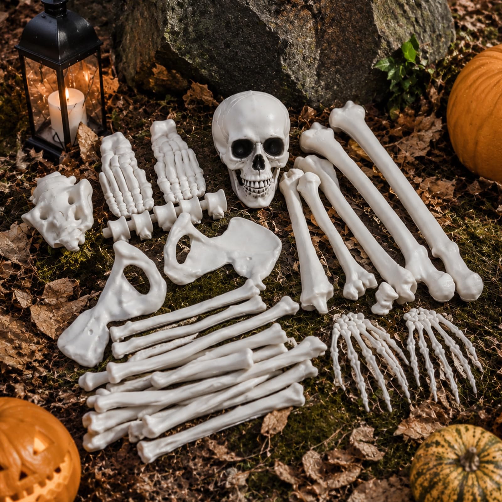 APACALI Set di decorazioni per Halloween con teschio e ossa, 28 pezzi