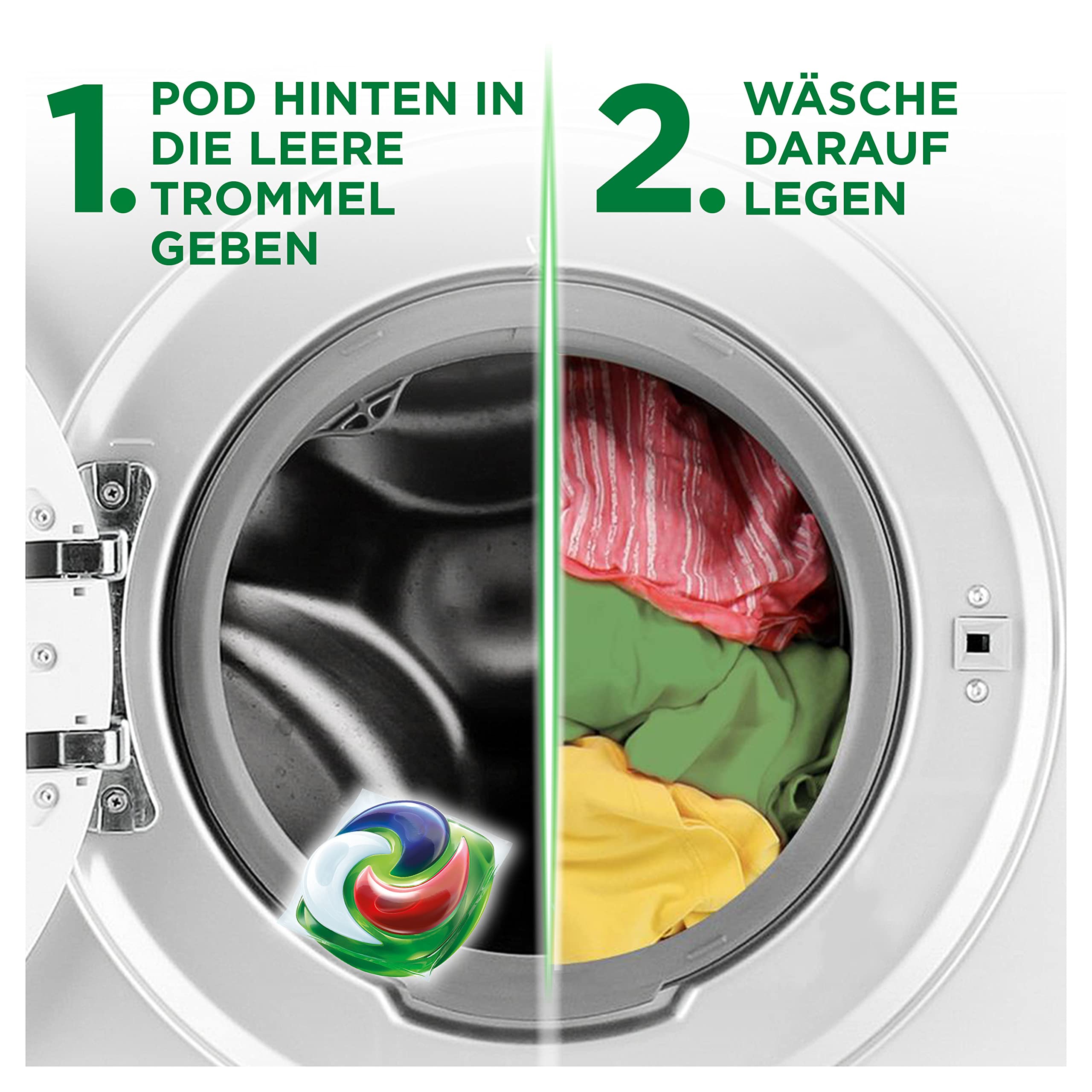 Ariel Allin1 PODS, Flüssigwaschmittel-Kapseln Color+ 76 Waschladungen, Ausgezeichnete Fleckentfernung Beim 1. Waschen