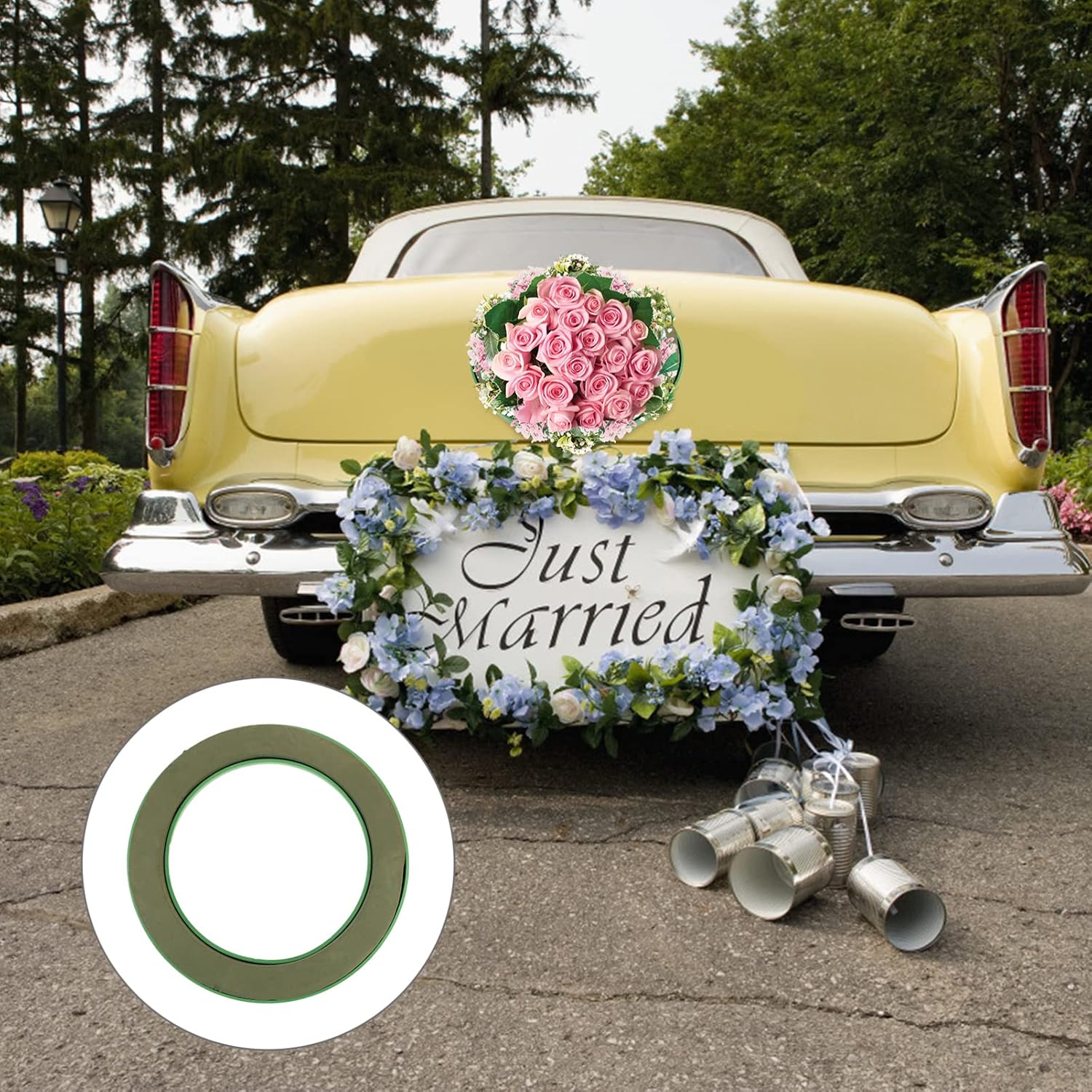 GANAZONO Green Garland Flower Packaging Floral Foam Foam Ring Dry and Wet Floral Foam Bricks Round Blocks Flower Arrangement Supplies for Wedding Decor Size L Floral Wet Cage Heart Ring