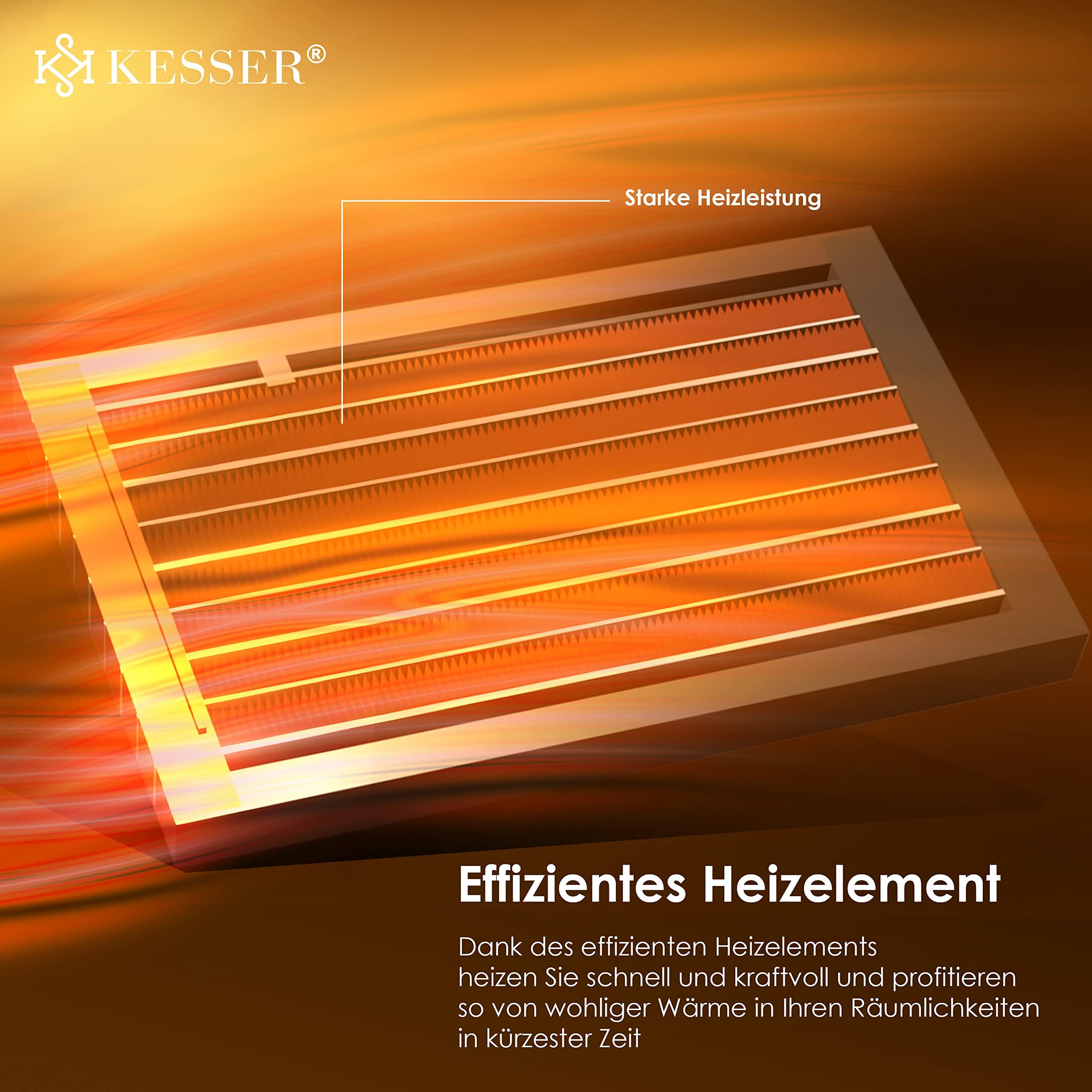 KESSER® Radiateur Soufflant avec Télécommande - Économe en Energie - Silencieux - 2000 W - En Céramique - 15-30 °C - Chauffage Rapide avec Fonction Oscillation de 80 ° - Minuterie 24 h (Noir)