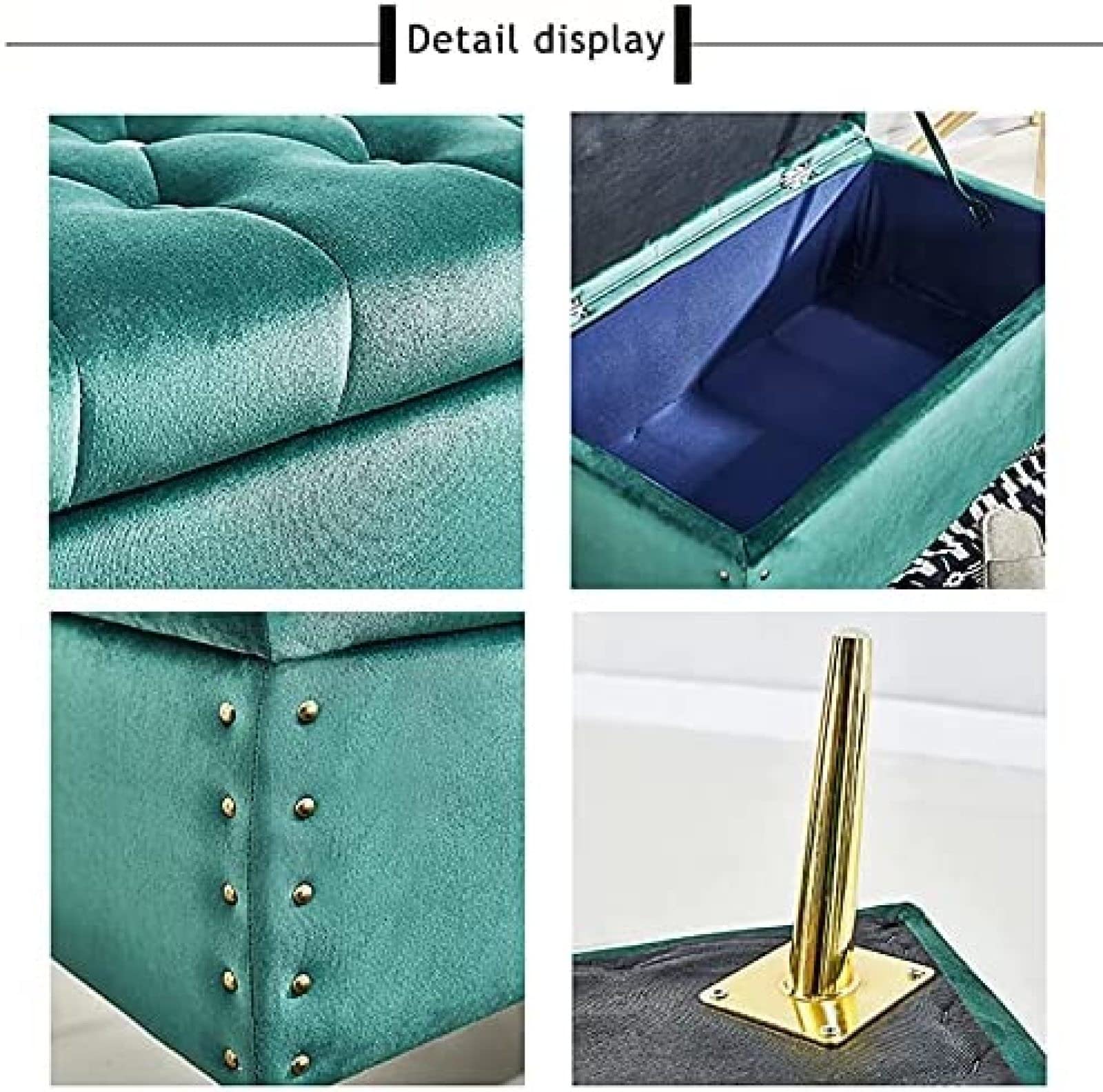 Otomana Ben para los pies de la Cama con Espacio de Almacenamiento, cómoda Sala de Estar con reposapiés tapizado, Lujosa otomana de Terciopelo, Amarillo Claro, 80 x 45 x 45 cm (31 x 18 x 18