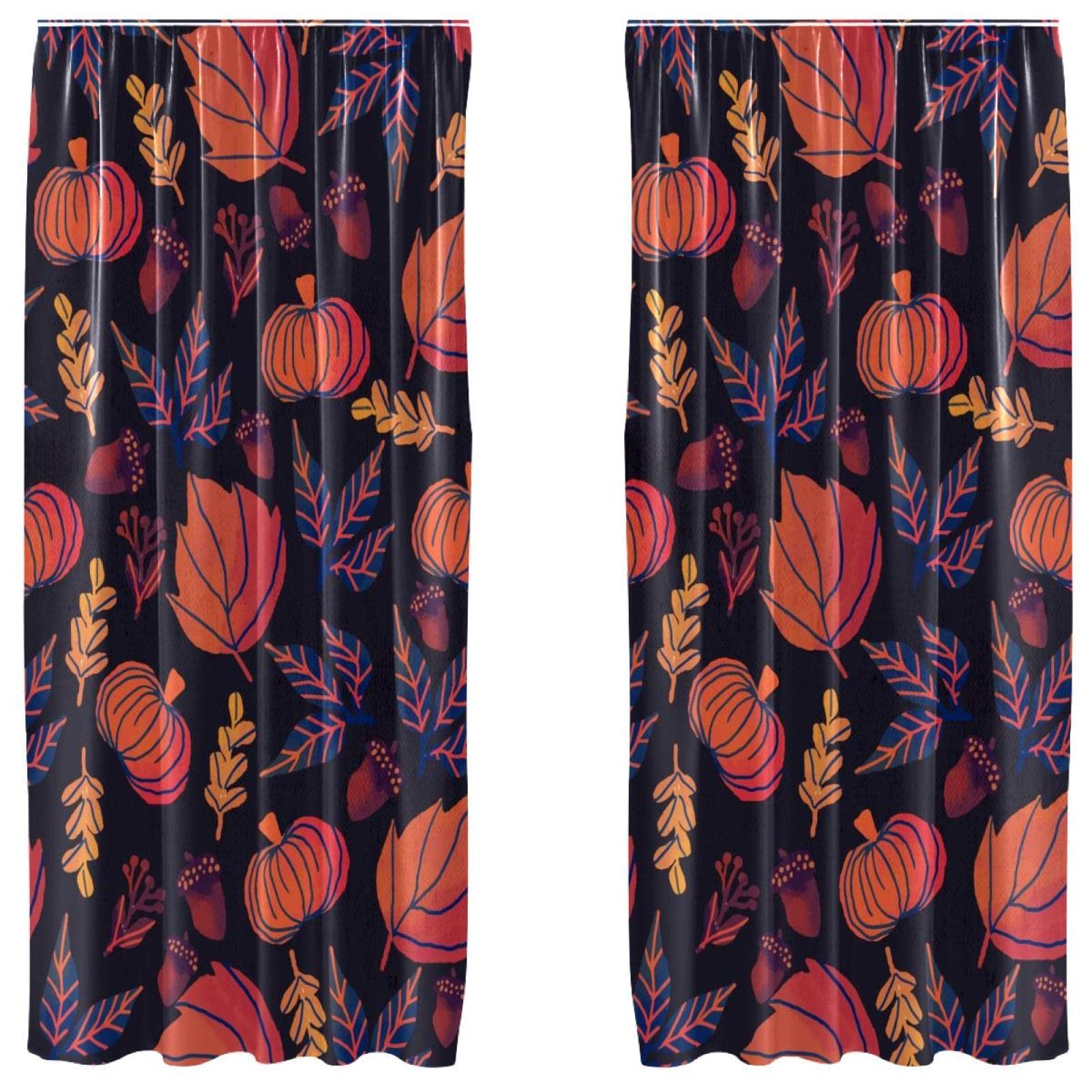 Rideaux citrouille d'Halloween lot de 2 passants 140x213 cm automne